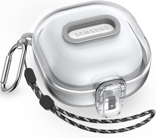 QIUDAOY [Clear Case with Lock] Samsung Galaxy Buds 2 Case/Galaxy Buds Pro 2 Case/Galaxy Buds Live Case/Galaxy Buds Pro Case with Lanyard/Keychain Accessories, Hard Clear Case Protector Shell Cover  QIUDAOY   