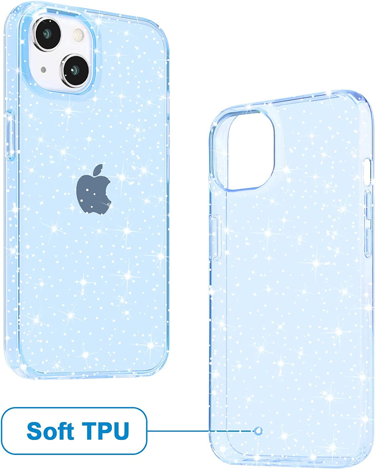 Jjgoo Compatible with Iphone 14 Case, Bling Sparkle Soft TPU Anti-Scratch Shockproof Protective Phone Bumper, Women Girls Cute Slim Sparkly Phone Case for Iphone 14, Blue Glitter  JJGoo   