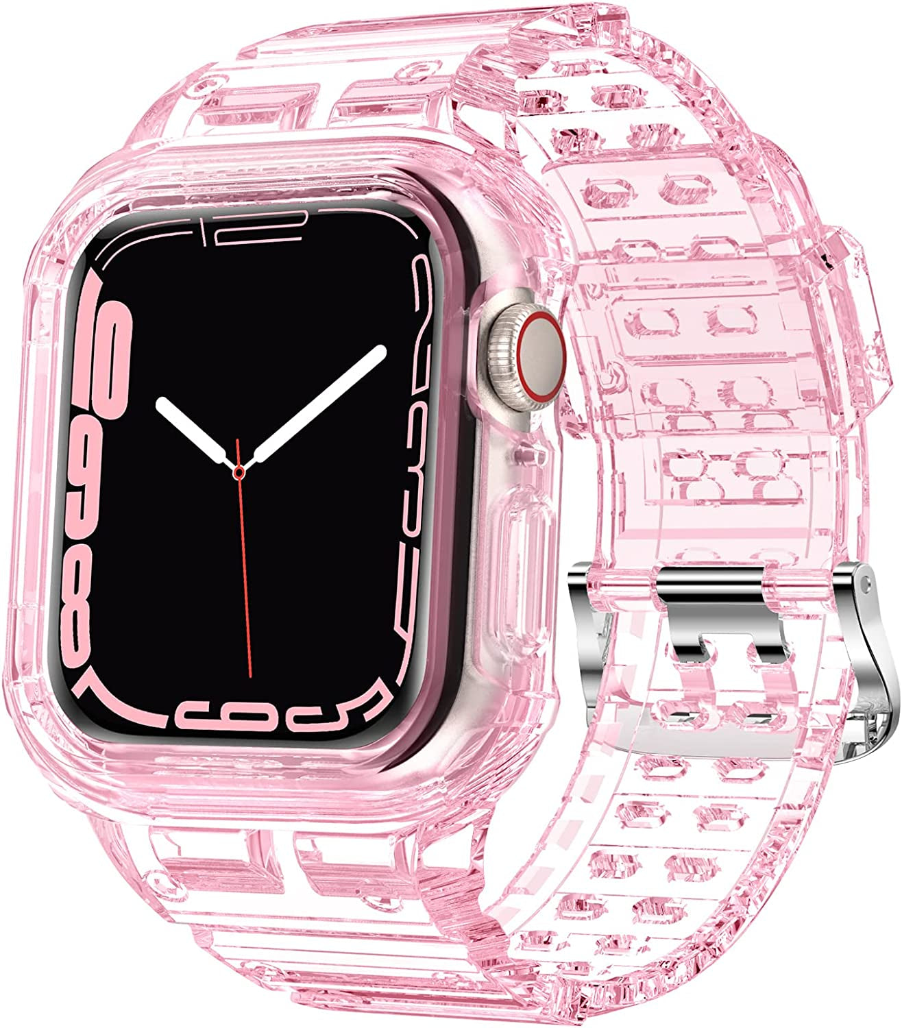 XYF Compatible for Apple Watch Ultra Band 49Mm 45Mm 44Mm 42Mm 41Mm 40Mm 38Mm with Case for Men Women, Shockproof Durable Sport Rugged Case Band for Iwatch SE Series 8 7 6 5 4 3 2 1  XYF Pink 42/44/45mm 