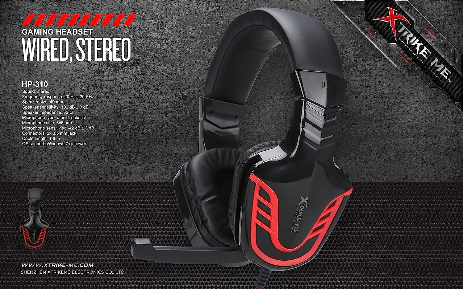 Xtrike Me Stereo Gaming Headset for Smartphone, PC, PS4, Xbox One, Cable 1.8M  Xtrike Me   