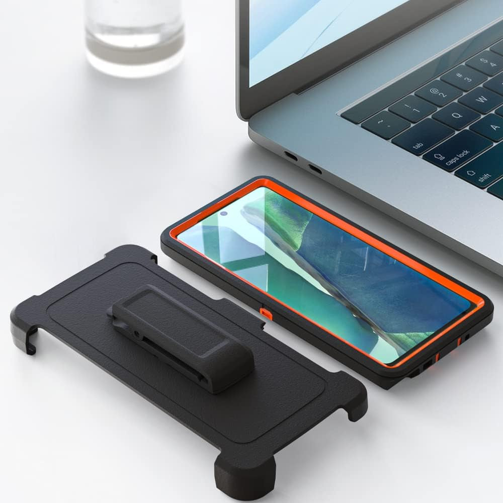 Case for Galaxy Note 20 with Clip, Heavy-Duty Tough Rugged Shockproof Drop Protective Cover Cases for Samsung Galaxy Note 20, Black+Orange  WOGROO   