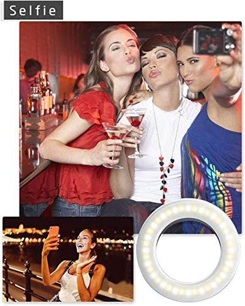 XINBAOHONG Selfie Ring Light Rechargeable Portable Clip-On Selfie Fill Light with 40 LED for Smart Phone Photography, Camera Video, Girl Makes Up  XINBAOHONG   