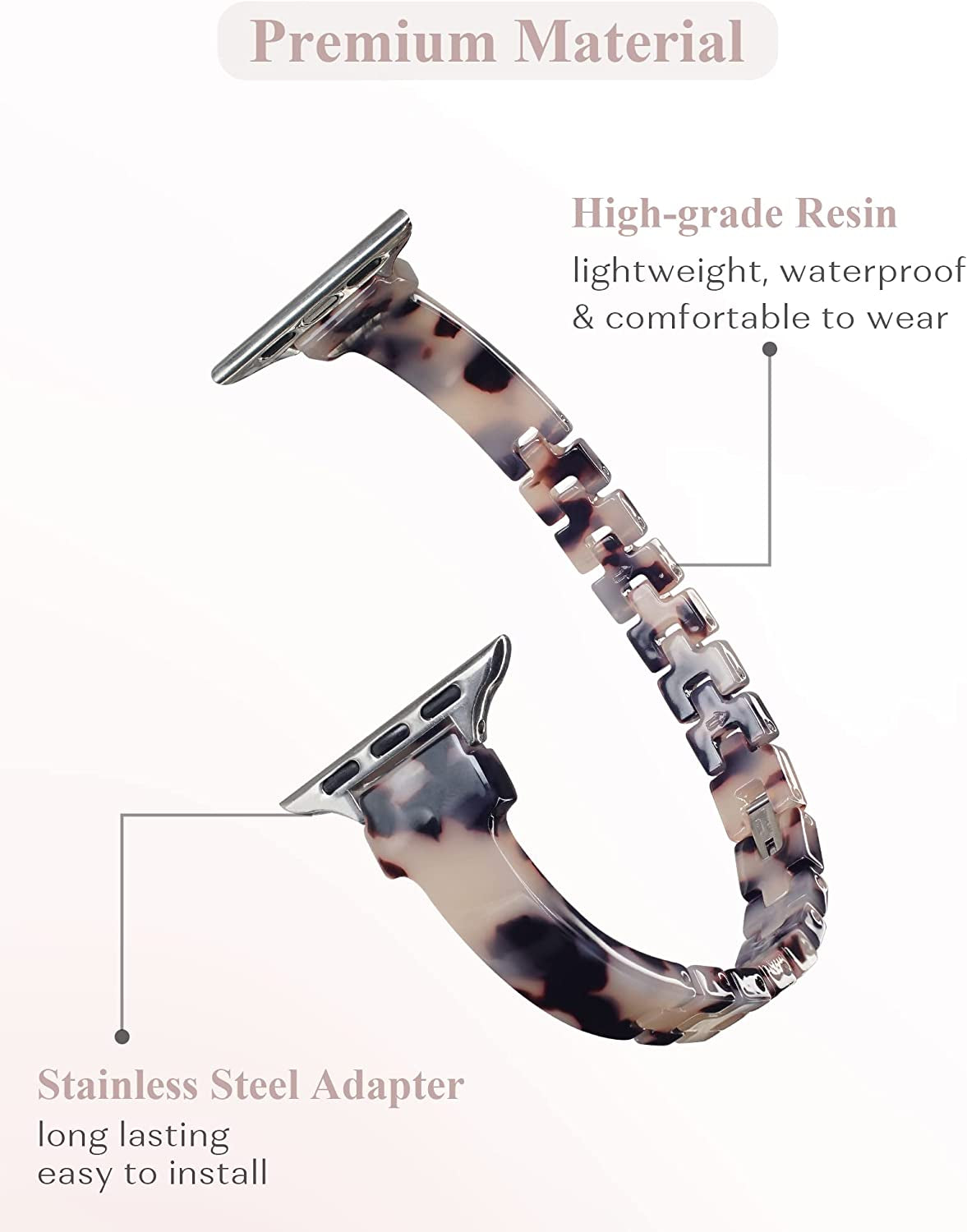 Slim Tortoise Watch Band Compatible with Apple Watch 38/40/41/42/44/45/49Mm, Resin Watch Bracelet Band for Iwatch Series Ultra/Se/8/7/6/5/4/3/2/1, Thin Watch Strap for Women  Unilily   
