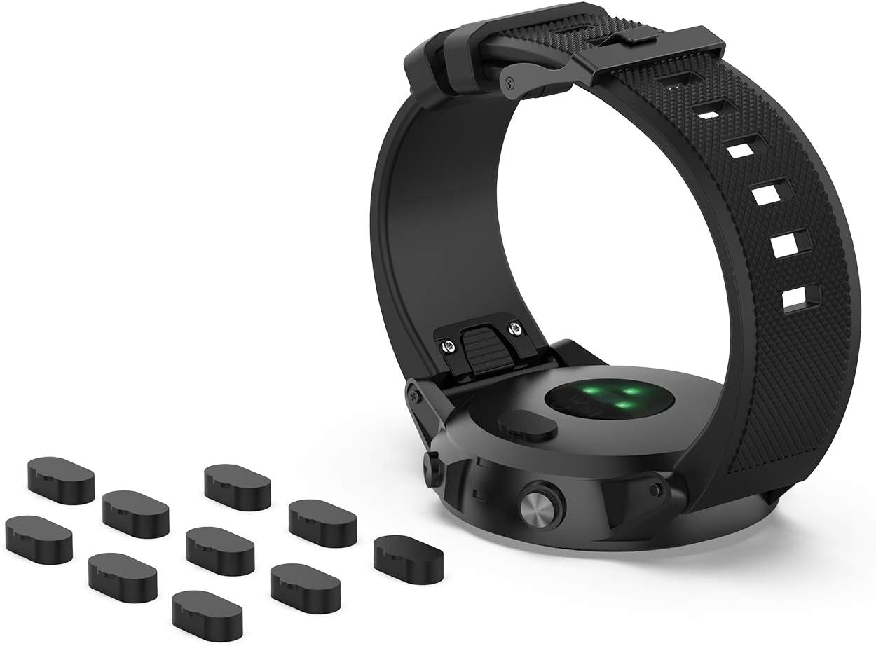 TOKERSE 10 Pack Dust Plug Compatible with Garmin Fenix 7 7S 7X 6 6S 6X Pro 5 5S 5X Plus/Vivoactive 3/4/Venu/Forerunner 935 Smartwatch Silicone Charger Port Protector anti Dust Plugs Caps Cover - Black  TOKERSE   