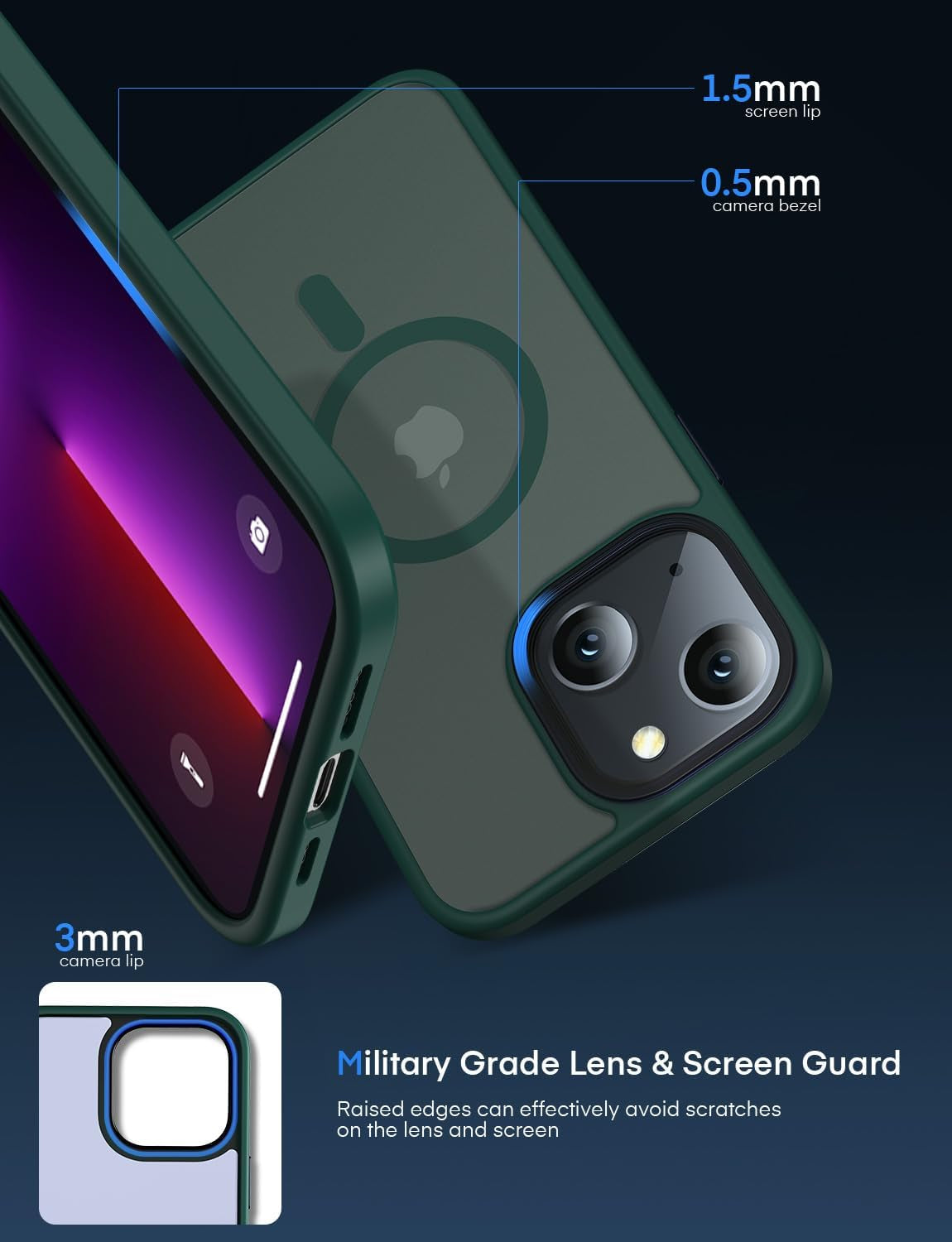 Mgnaooi Magnetic Case for Iphone 14 plus Case,[Mil-Grade Drop Tested & Compatible with Magsafe] Translucent Matte Back with Aluminum Alloy Keys,Shockproof Phone 14 plus Case 6.7 Inch, Green  Mgnaooi   