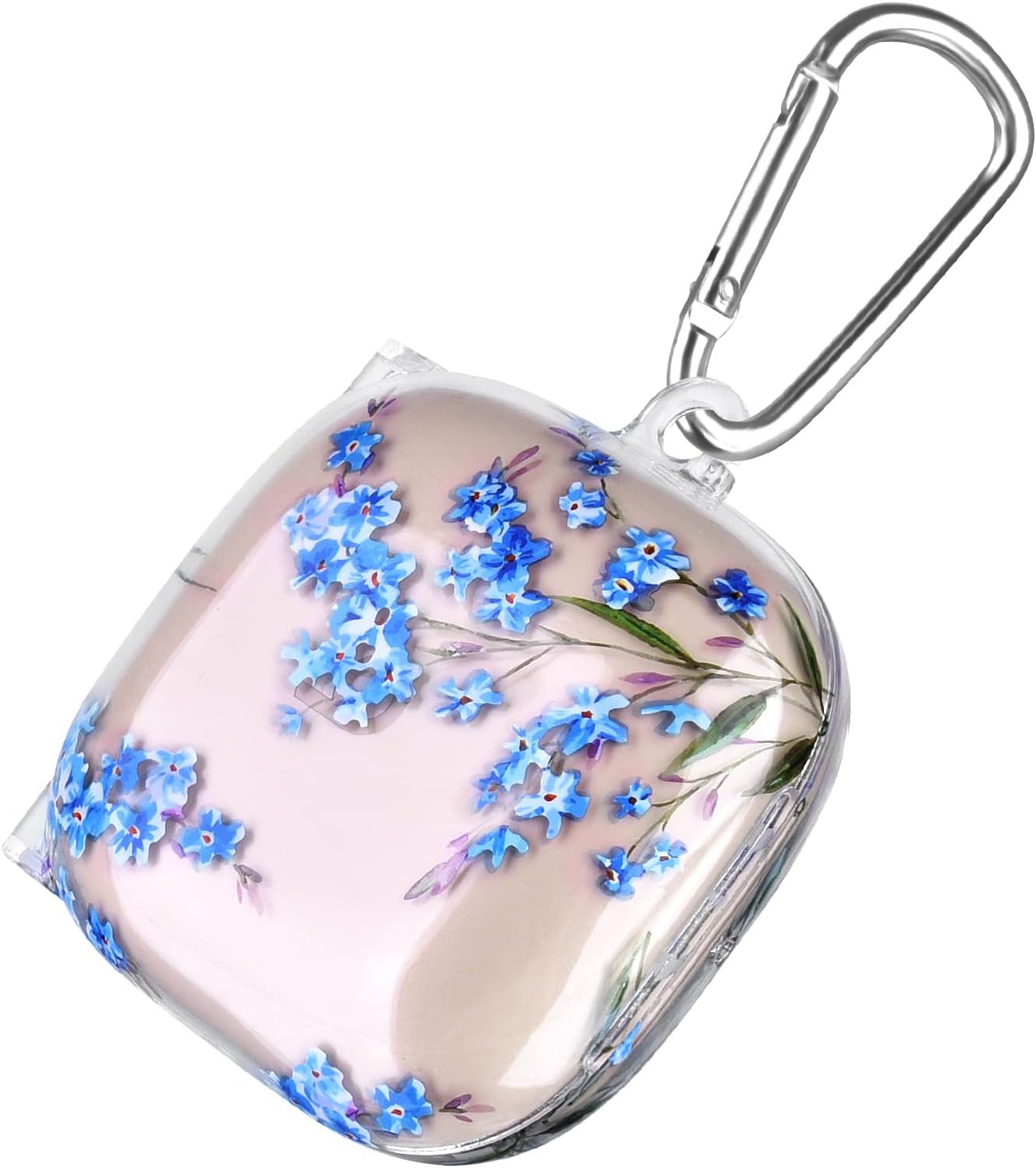 Beats Fit Pro Case Cover, QINGQING Cute Hard Case for Apple Beats Fit Pro 2021/2022 Protective Earbuds Case with Keychain for Men Women (Blue Floral)  QINGQING   