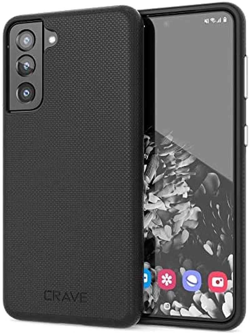 Crave Dual Guard for Galaxy S21 Case, Shockproof Protection Dual Layer Case for Samsung Galaxy S21, S21 5G (6.2 Inch) - Berry  Crave Black  