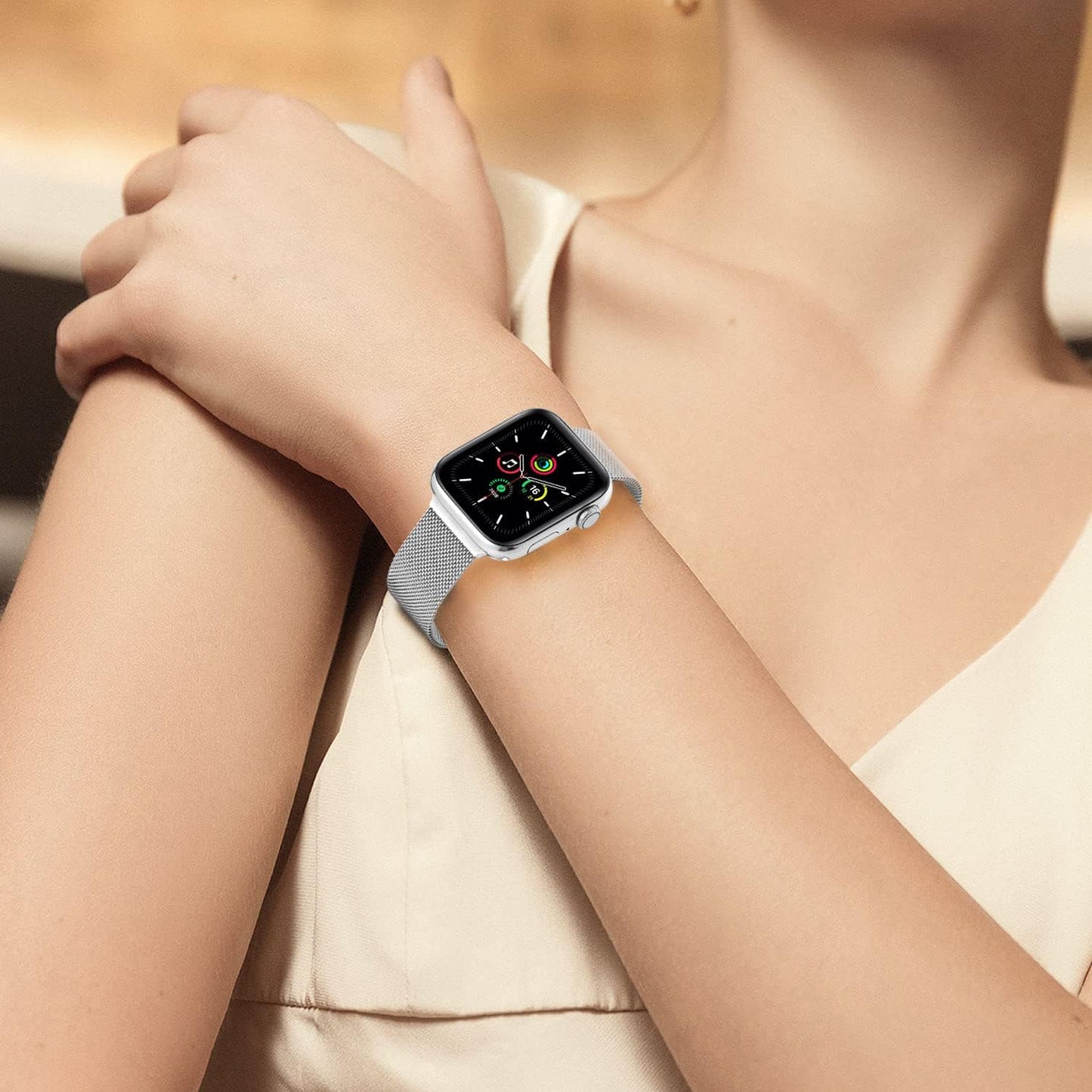 Magnetic Mesh Metal Bands Compatible with Apple Watch Band 38Mm 40Mm 41Mm 42Mm 44Mm 45Mm 49Mm for Milanese Sport Clasp Loop Strap Women Men for Iwatch Series 8 7 SE 6 5 4 3 2 1  HYRUNHX   