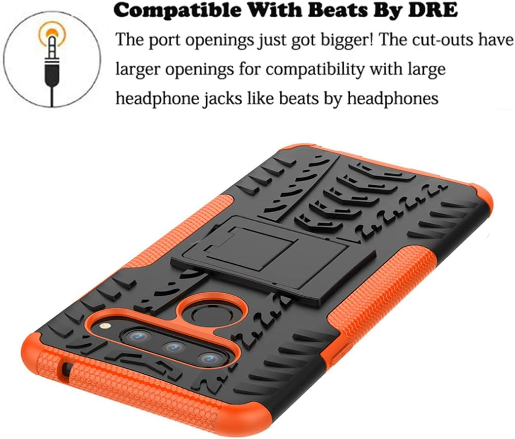 Yerebel for LG V35 Thinq Case, for LG V30 Case, for LG V30S Thinq Case, with Kickstand Hard PC Back Cover Soft TPU Dual Layer Protection Phone Cover for LG V35/LG V30 plus (Orange)  Yerebel   