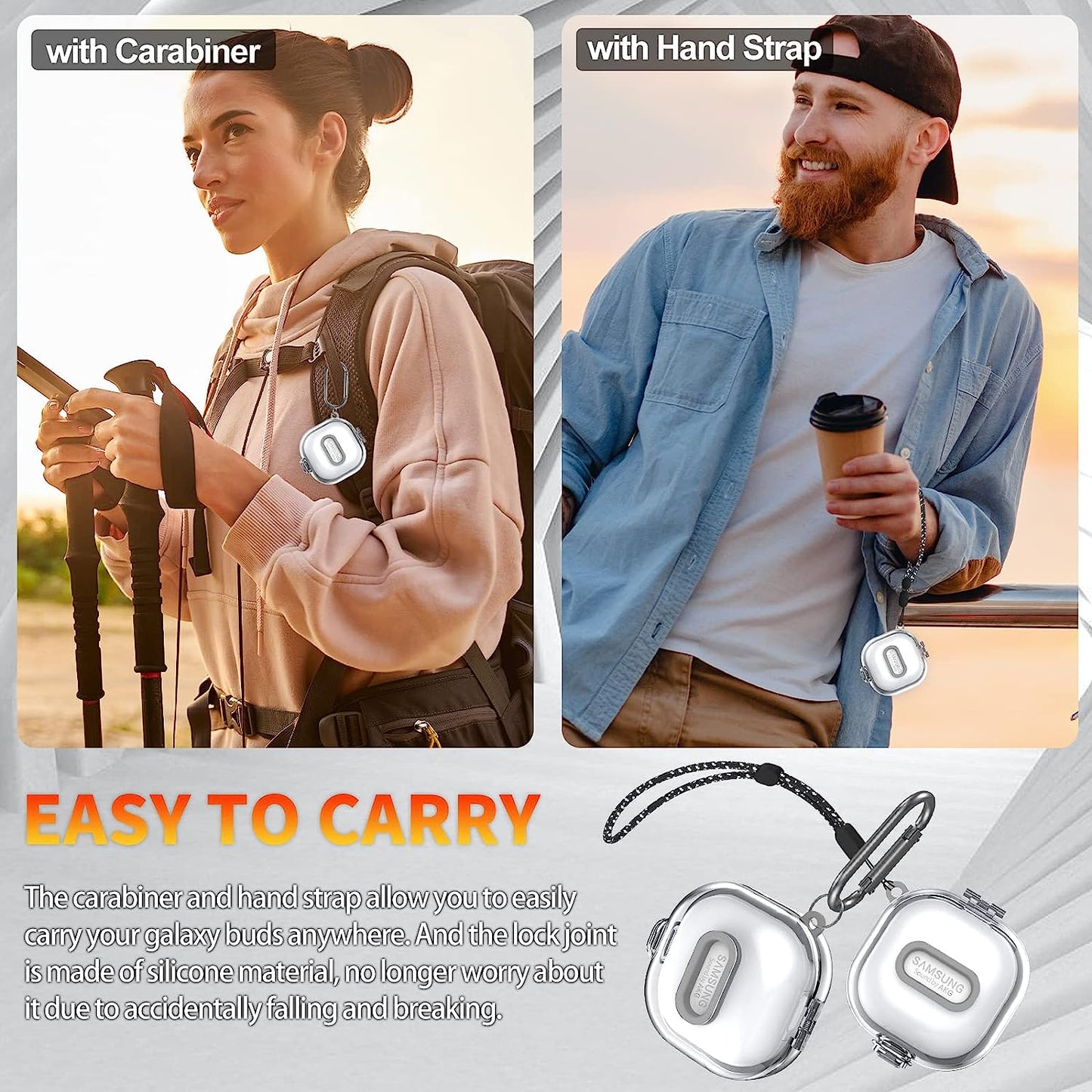 [Upgrade Lock]Case for Samsung Galaxy Buds 2 Pro Case(2022)/Galaxy Buds 2 Case(2021)/Galaxy Buds Live Case(2020)/ Galaxy Buds Pro Case(2021),Tpu Hard Shell Protective Cover with Lanyard/Keychain-Clear  AIBEAMER   