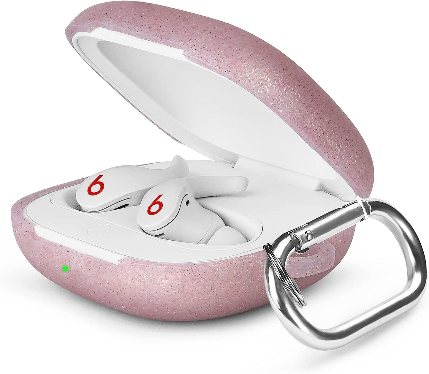 Beats Fit Pro Case Cover, AIRSPO Soft Silicone Case for Beats Fit Pro 2021 Shockproof Beats Fit Pro Earbuds Case Cover with Keychain (Black)  AIRSPO Glittery Rose Gold  