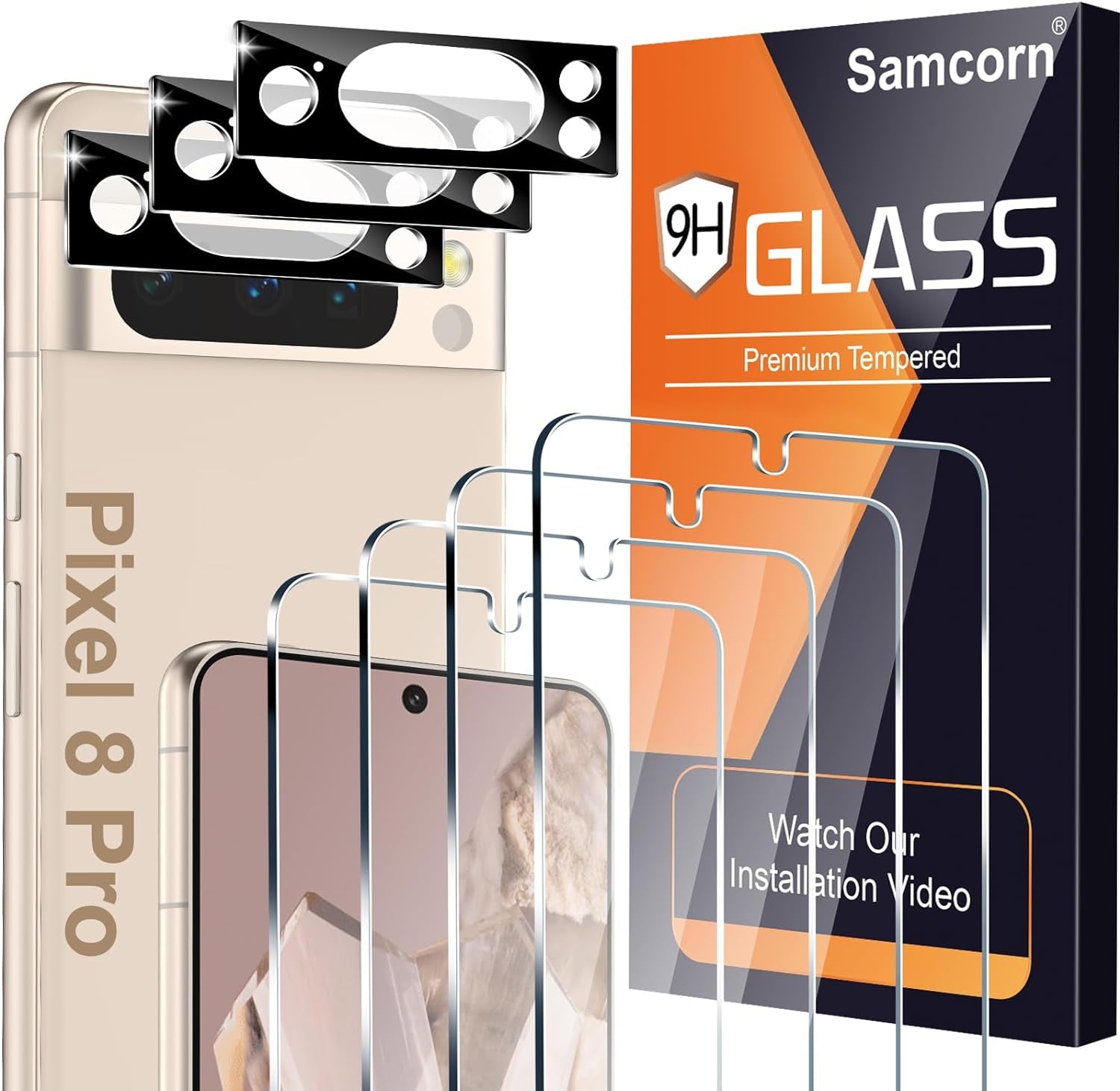 [2+1 Pack] for Google Pixel 6 Pro Privacy Screen Protector, Fingerprint Unlock, 3D Curved, HD Clear Anti-Spy Film for Google Pixel 6 Pro 5G Tempered Glass Camera Screen Protector  Samcorn Google Pix 8 Pro New-H1  