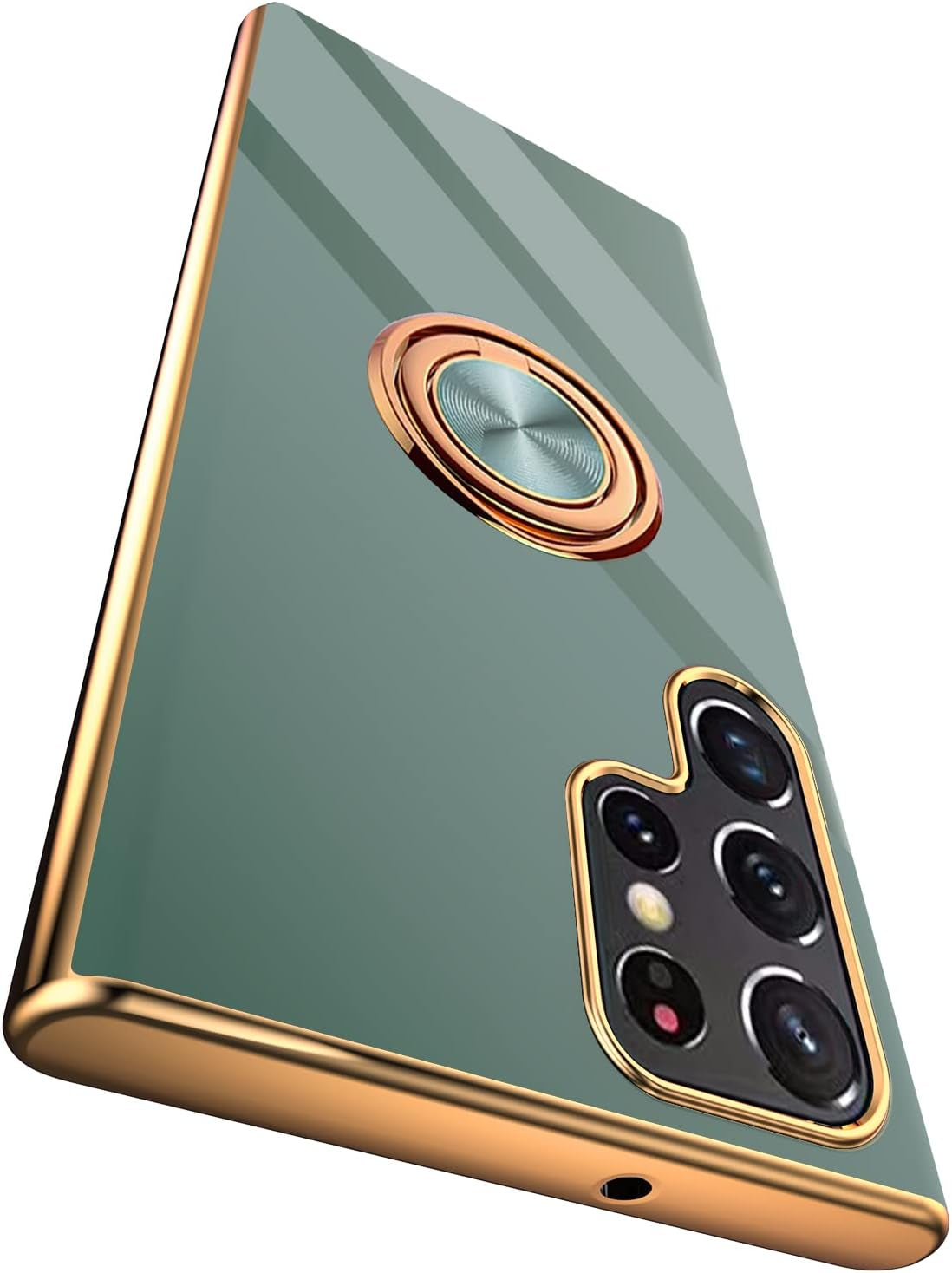 Tnarru Compatible for Samsung Galaxy S22 Case with Ring Holder Kickstand [With Magnetic] Soft TPU Shockproof Electroplated Protective Phone Case for Galaxy S22 5G Light Green  Tnarru Grey Galaxy S22 Ultra 