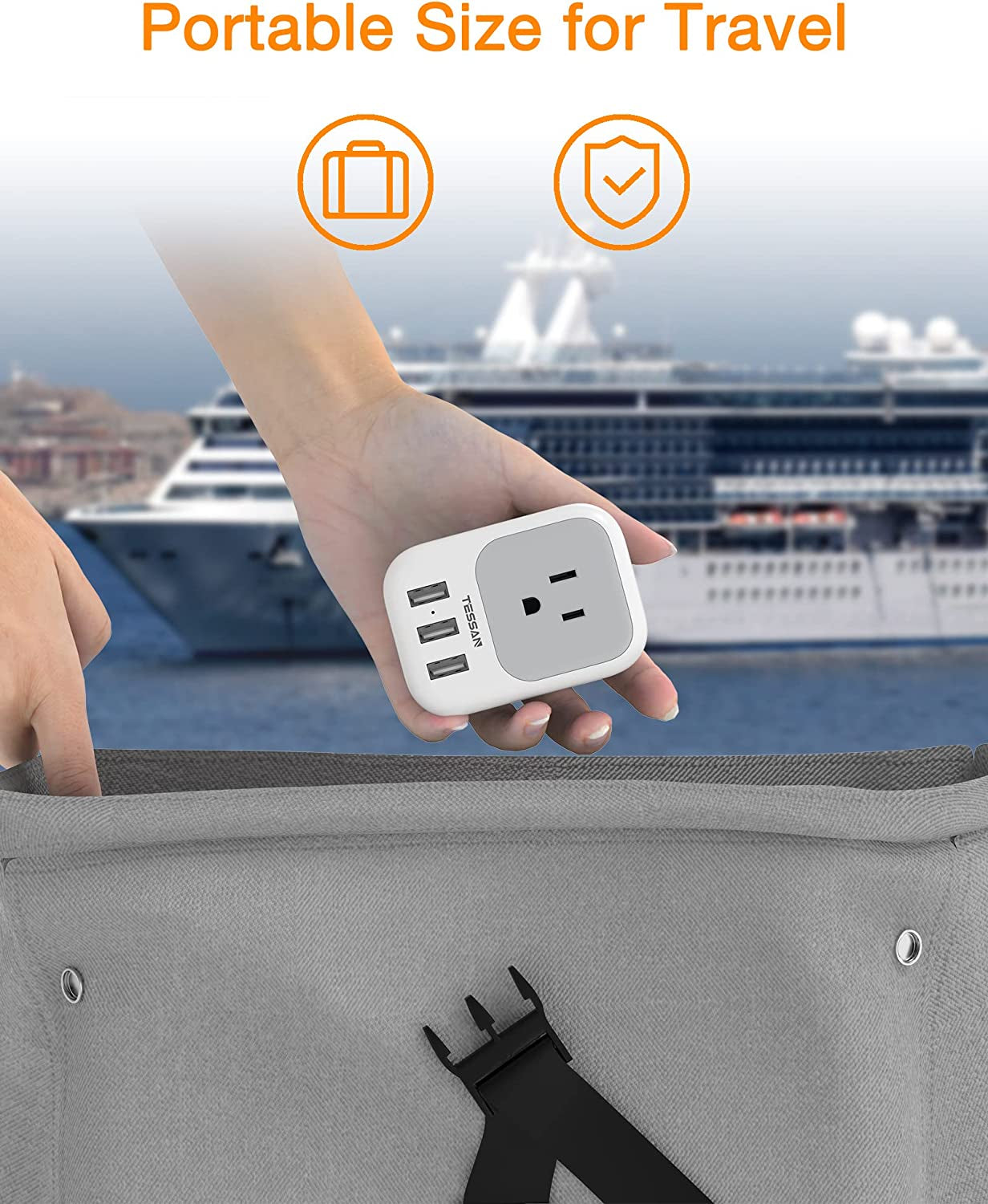Multi Plug Outlet Extender with USB, TESSAN Electrical 4 Box Splitter 3 USB Wall Charger, Multiple Charging Station for Cruise, Travel, Office, Dorm Essentials  TESSAN   