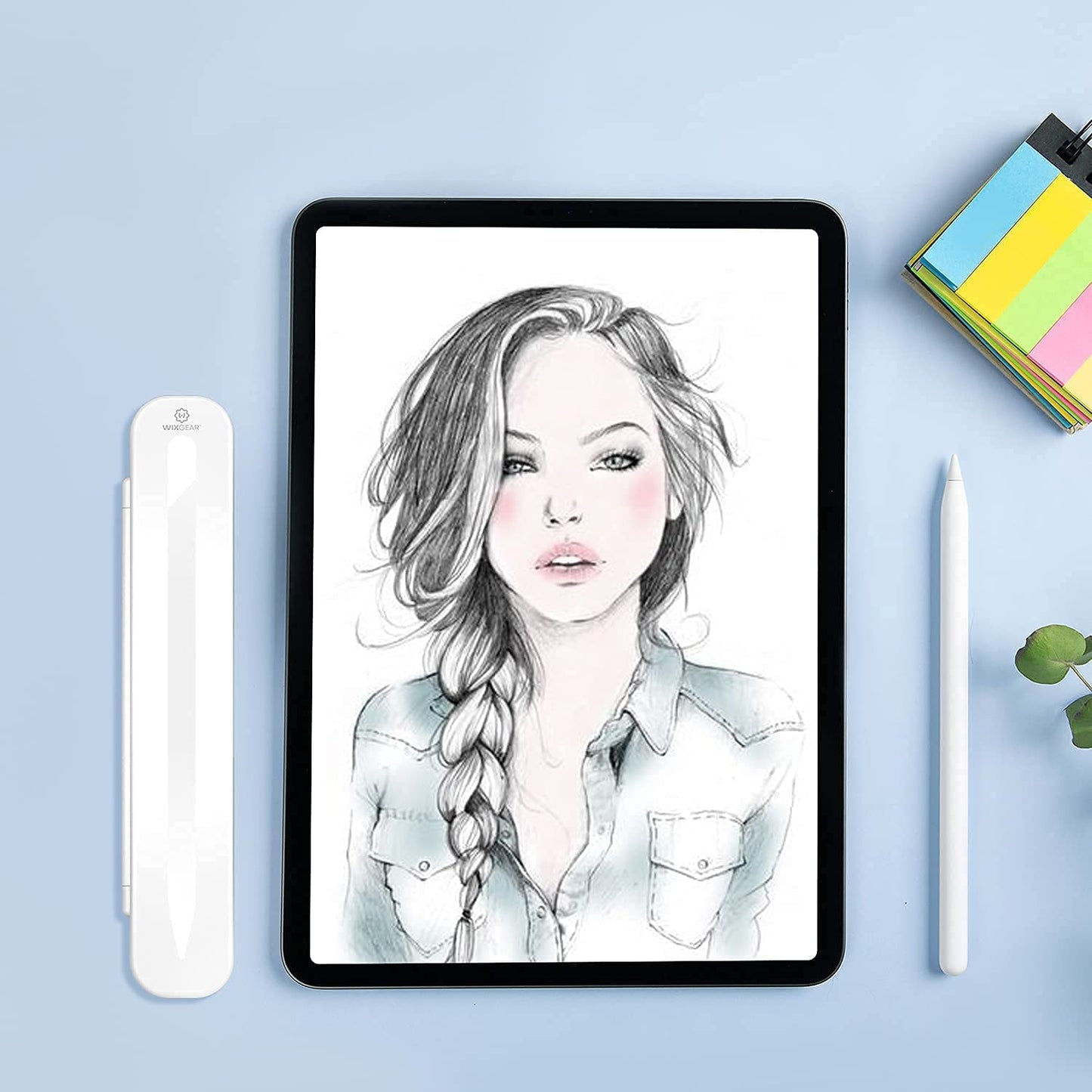 Wixgear Carrying Pencil Case Compatible with Apple Pencil 1St and 2Nd Generation and Accessories-White with Holder for Tips  WixGear   