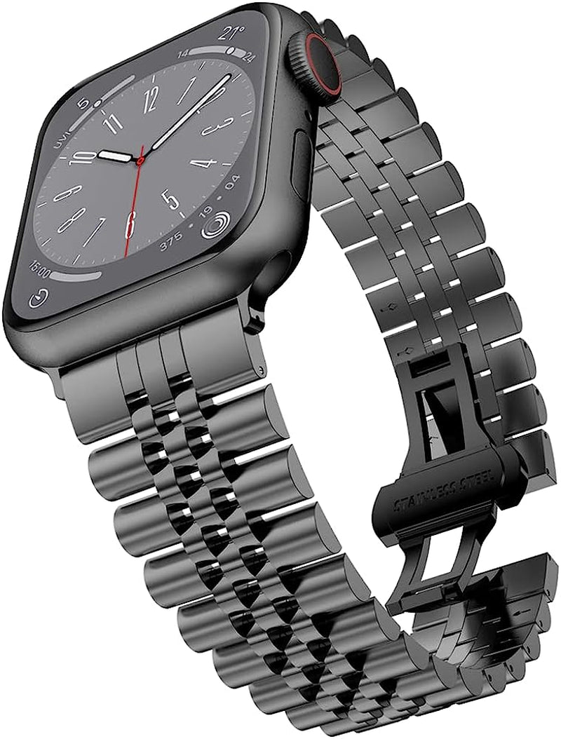 Baozai Compatible with Apple Watch Band Series 5 44Mm 42Mm, Stainless Steel Iwatch Band with Butterfly Folding Clasp for Iwatch Band Series 5/4/3/2/1  baozai Space Gray 49/45/44/42 mm 