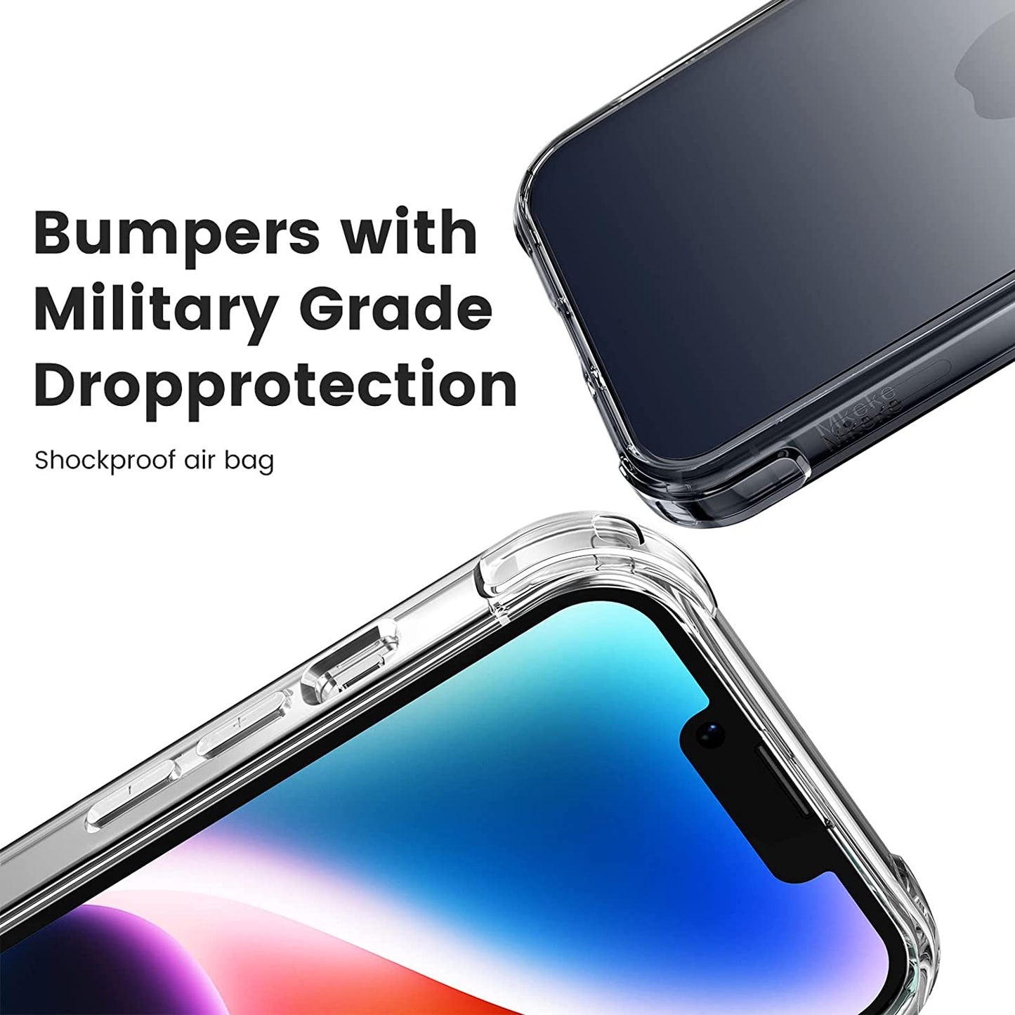 Mkeke Compatible with Iphone 13/14 Case, Not Yellowing Shockproof Phone Case with Protective Bumper Slim Cover Fit for Iphone 13/14, Gradient Clear-Black  Shenzhen Make Technology Company Limited   
