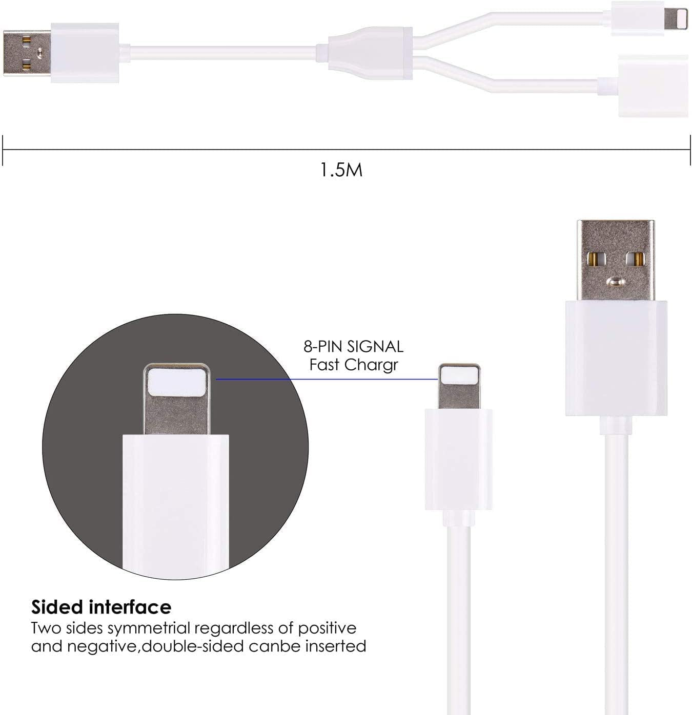 Charger Adapter for Apple Pencil Adapter Compatible with Ipad Pro Pencil Accessories Male to Female Flexible Connector 2In1 Charging Cable 150CM  Iootmoy   