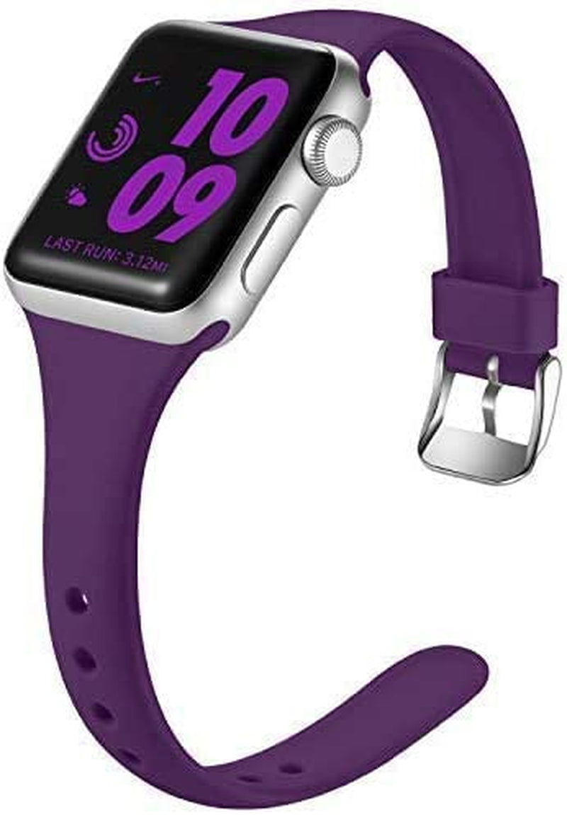 Laffav Slim Band Compatible with Apple Watch 49Mm 45Mm 44Mm 42Mm Iwatch SE & Ultra & Series 8/7/6/5/4/3/2/1 for Women Men, Black, S/M  Laffav Purple 38mm/40mm/41mm S/M 