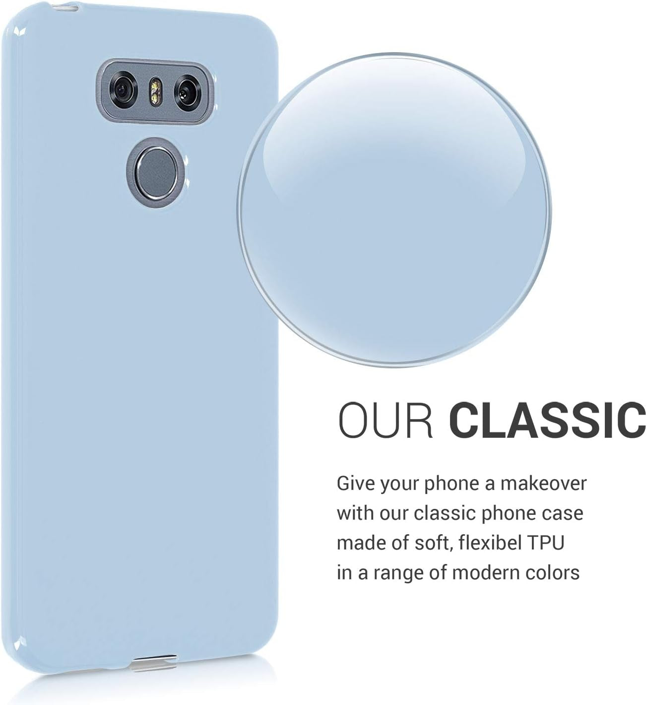 Kwmobile Case Compatible with LG G6 Case - Soft Slim Protective TPU Silicone Cover - Light Blue Matte  KW-Commerce   