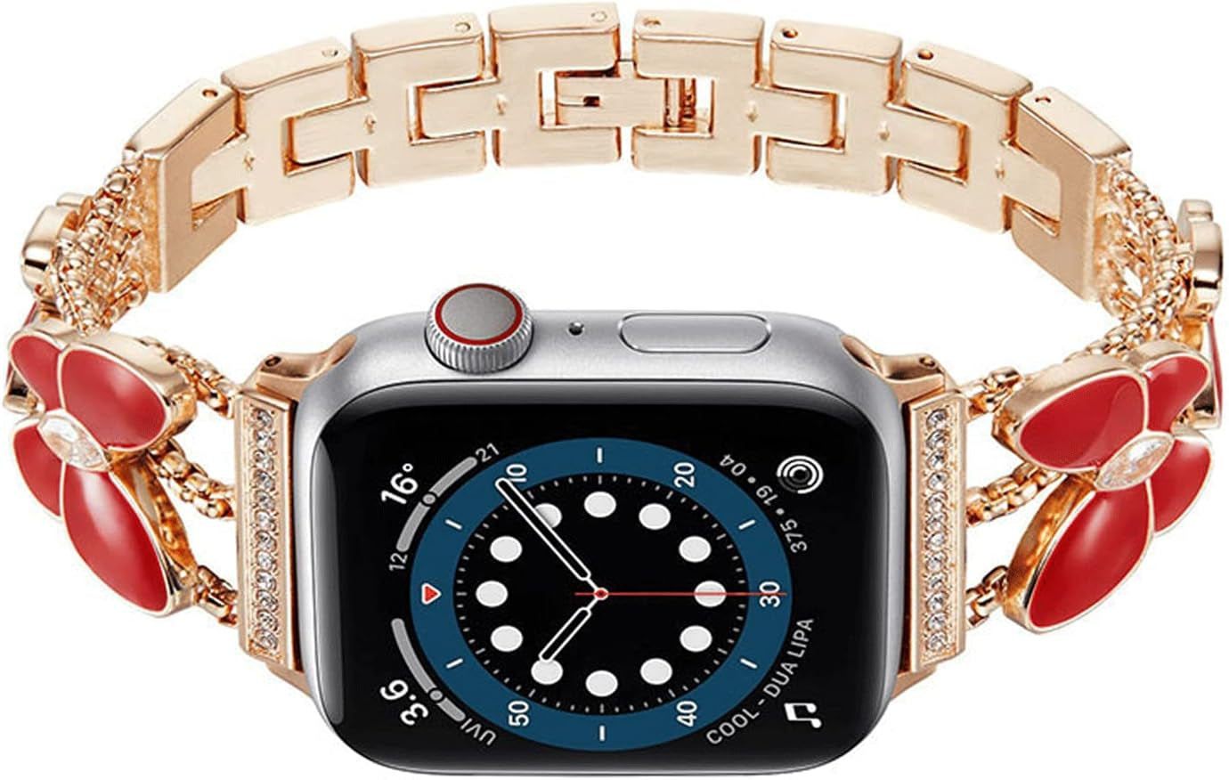 Hi-Yoohere Elegent Stylish Bands Compatible with Apple Watch 38Mm 40Mm 41Mm Chic Butterfly Diamond Rhinestone Metal Wristband Strap for Girls Women Iwatch SE & Series 7/6/5/4/3/2/1  HYHMXB   