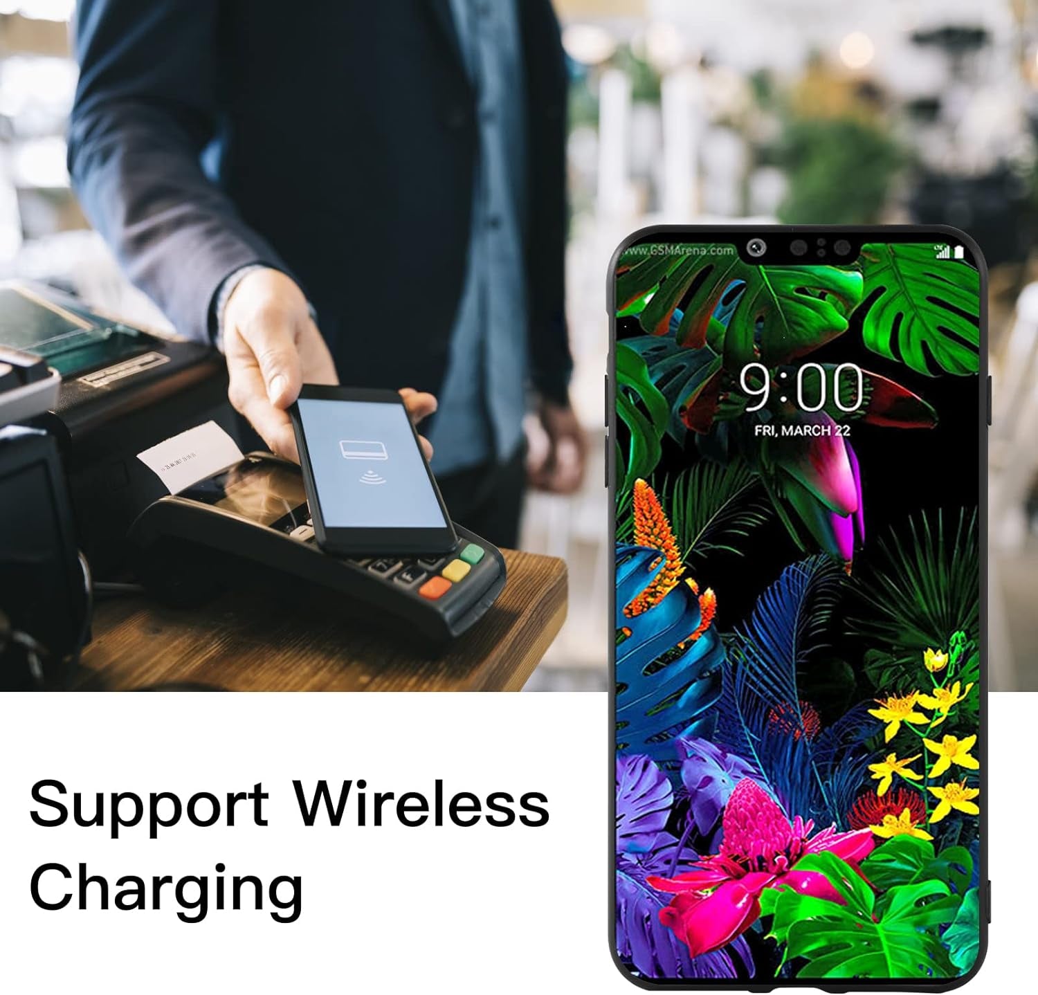 Asuwish Compatible with LG G8 Thinq Case and Tempered Glass Screen Protector Thin Slim Soft TPU Flower Rugged Leather Film Cell Phone Cover for LGG8 Thin Q G 8 LG8 G8Thinq Lgg8Thinq 8G Women Men Blue  Asuwish   