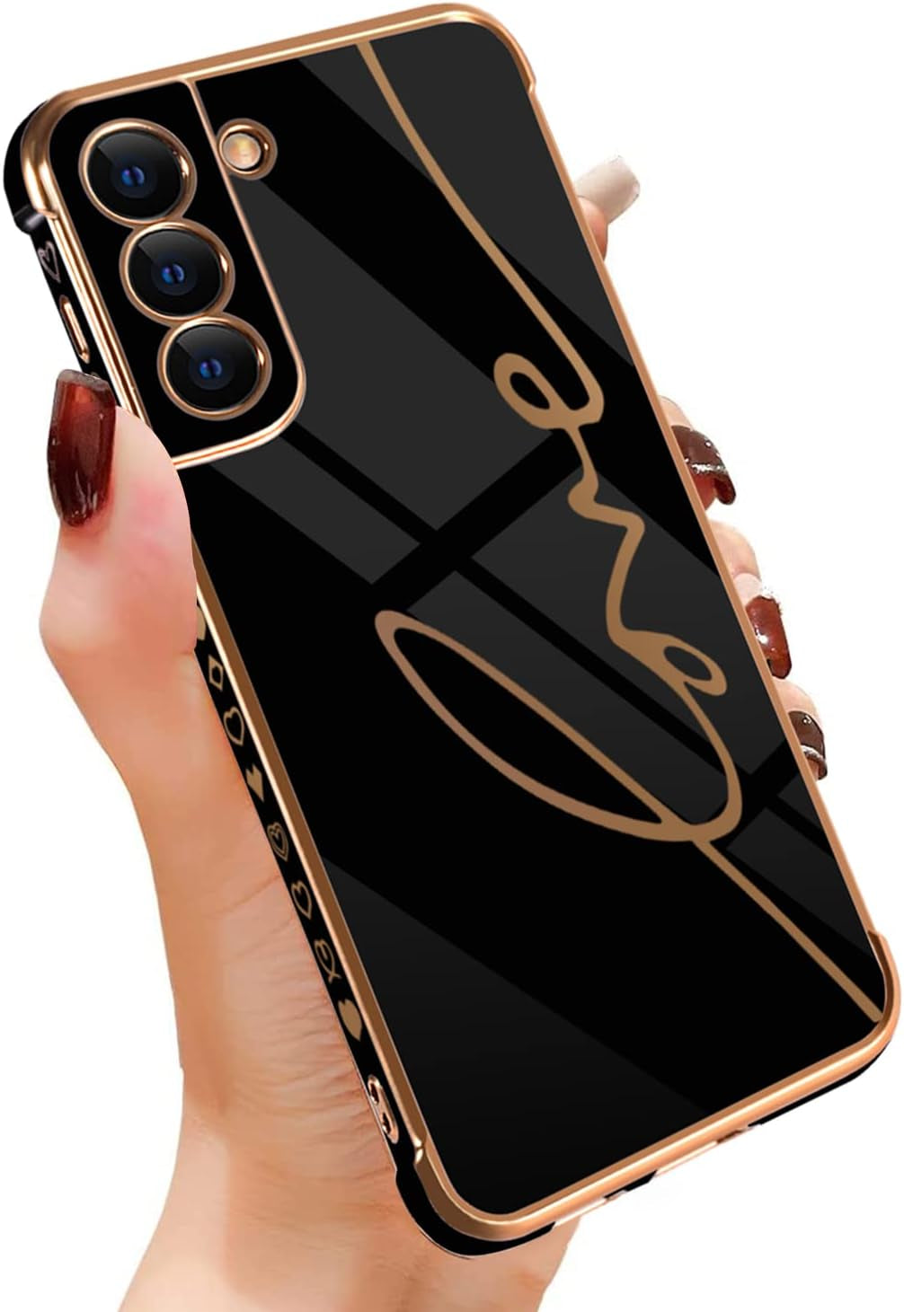 Eiyikof Compatible for Samsung Galaxy S20 FE 5G 6.5" Case with Cute Side Love Heart and Plating Love Letter Pattern Case for Women Girls Shockproof Soft TPU Full Camera Lens Protection Case-Pink  Eiyikof Black Samsung Galaxy S21 Fe Case 