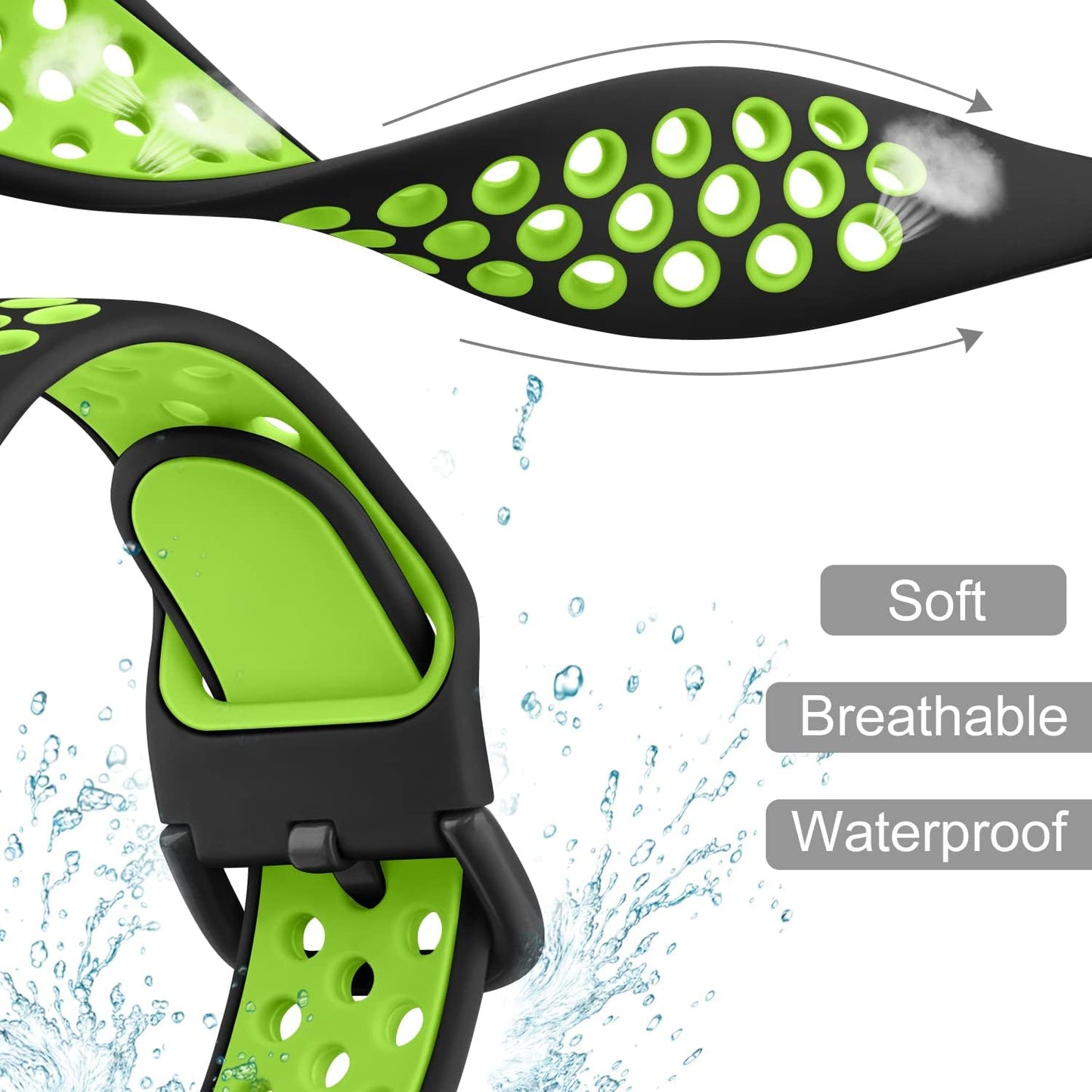 2 PACK Sport Bands for Garmin Venu 2 plus / Venu Sq / Venu / Vivoactive 3 Watch Band Women Men, Soft Silicone Replacement Wristband Sport Strap for Garmin Vivomove Sport, Vivoactive 3 Music, Forerunner 645 / 245 Music Smart Watch  Wanme   