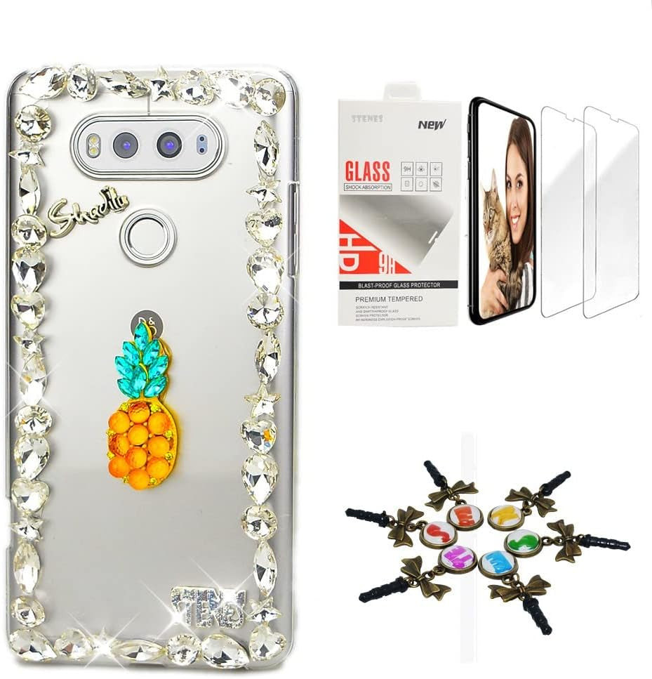 STENES Bling Case Compatible with LG G6 / LG G6 plus - Stylish - 3D Handmade [Sparkle Series] Boat Starfish Peace Dove Design Cover with Screen Protector [2 Pack] - Navy Blue  STENES Pineapple / Yellow Design For Lg Stylo 6 