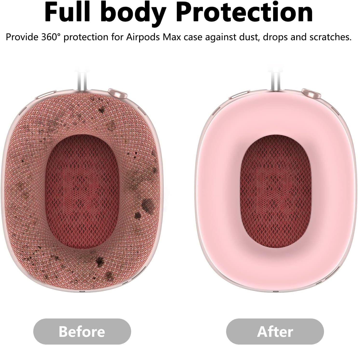 [2 Pairs] Silicone Ear Pads Cover for Airpods Max Headphones Cushions, Sweatproof Earpad Case Cover Accessories Soft Silicone Skin Protector for Apple Airpods Max Ear Pads (Pink-White)  Mindresy   