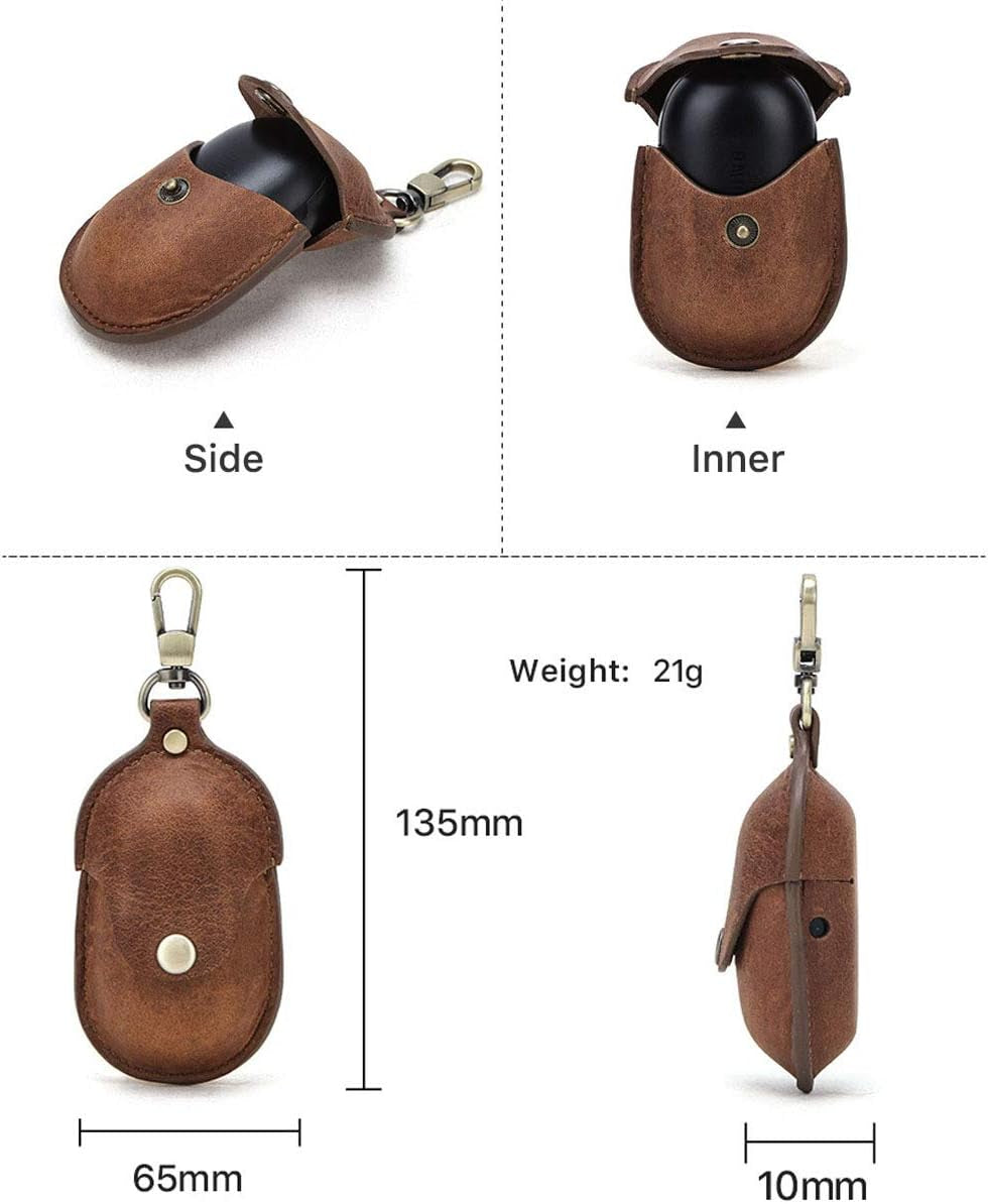 For Galaxy Buds Case, Personalized Genuine Leather Case Samsung Galaxy Buds Case Portable Protective Galaxy Buds Case Cover Shockproof with Loss Prevention Clip for Galaxy Buds & Galaxy Buds+ Plus  Tg   