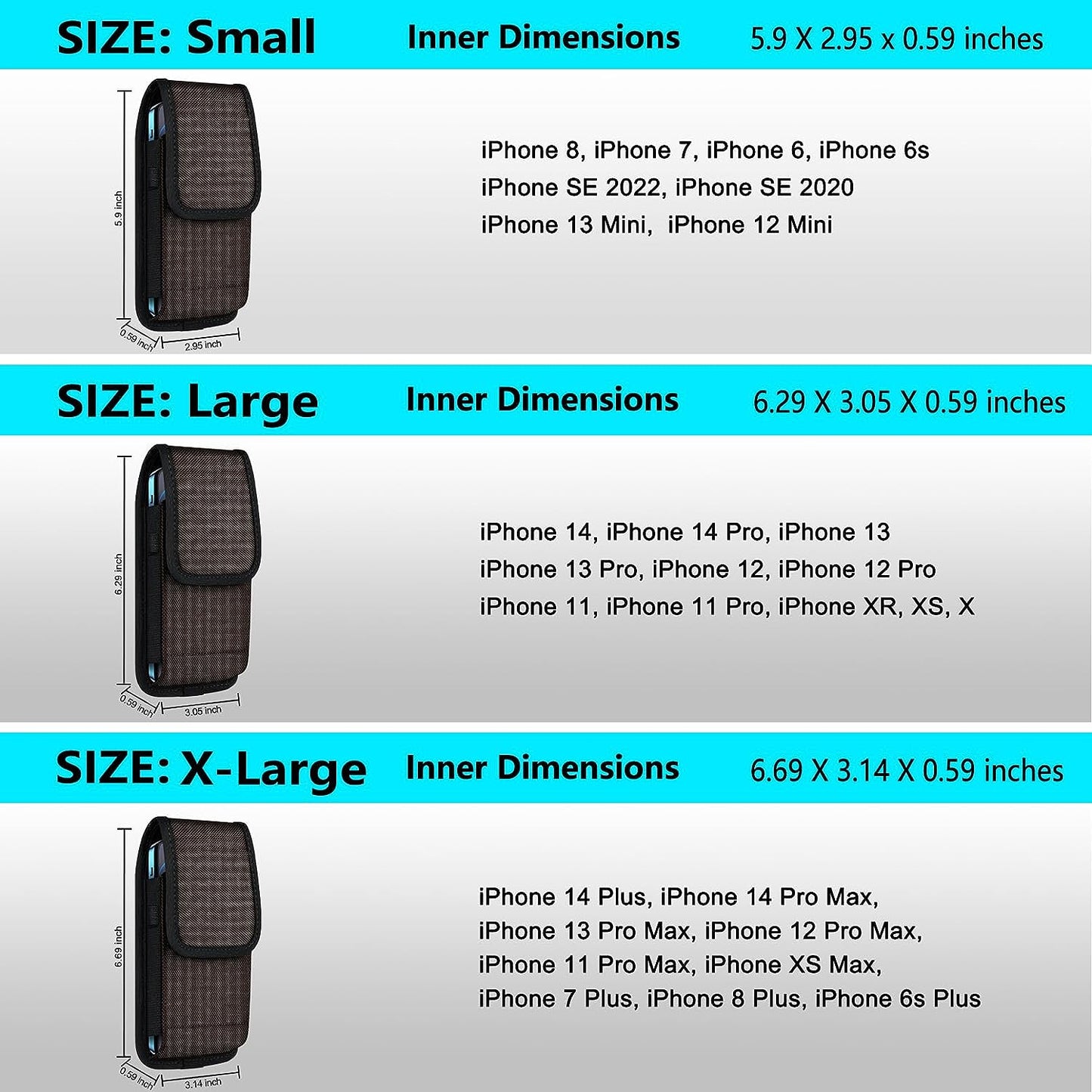 Ykooe Cell Phone Pouch Nylon Belt Holster Case Compatible with Iphone 14 Pro, 14, 12, 12 Pro, 11, 11 Pro, 13, 13 Pro, XR, Samsung Galaxy S20 S21 S22 S23 S10 S9 LG Google, Brown - L  ykooe   