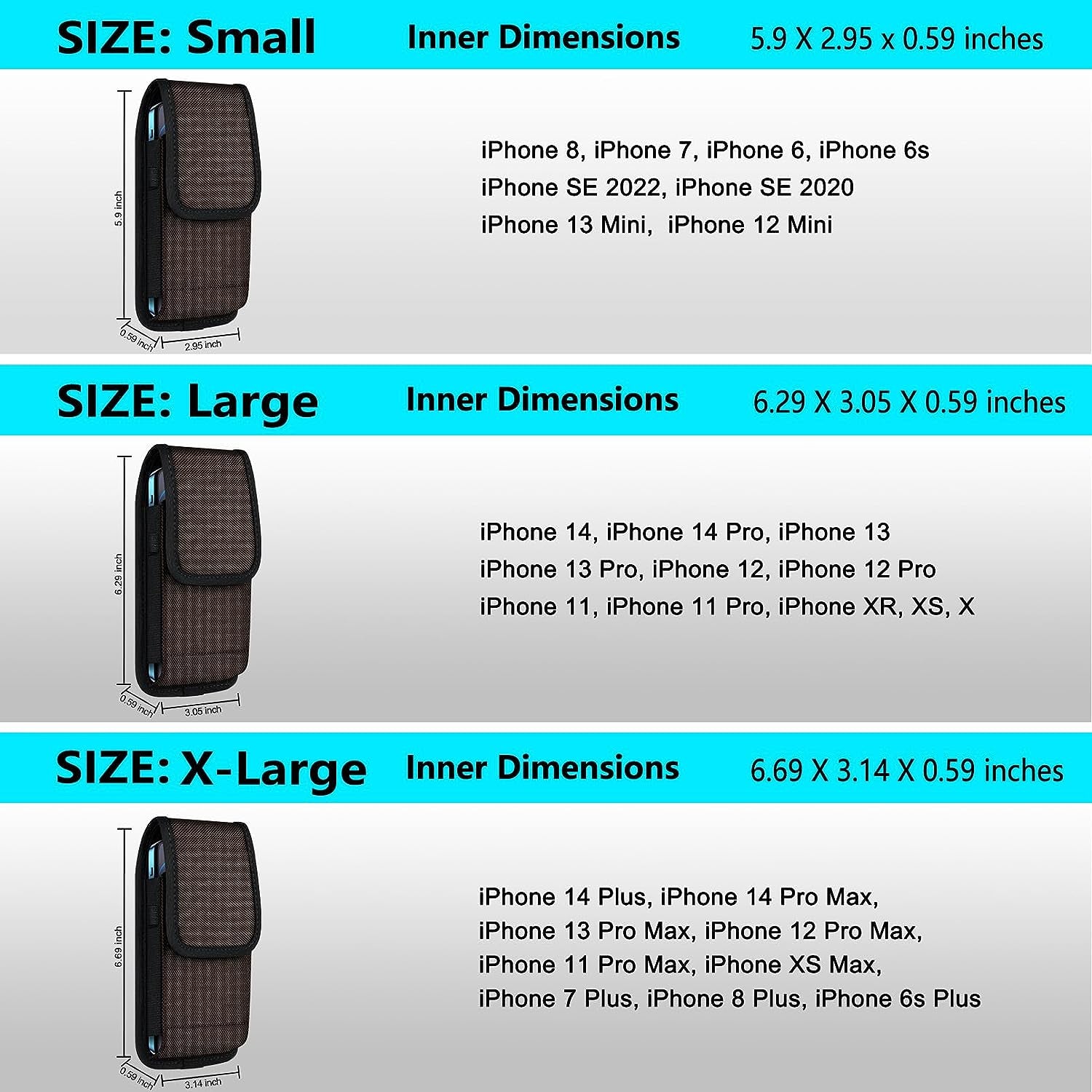 Ykooe Cell Phone Pouch Nylon Belt Holster Case Compatible with Iphone 14 Pro, 14, 12, 12 Pro, 11, 11 Pro, 13, 13 Pro, XR, Samsung Galaxy S20 S21 S22 S23 S10 S9 LG Google, Brown - L  ykooe   
