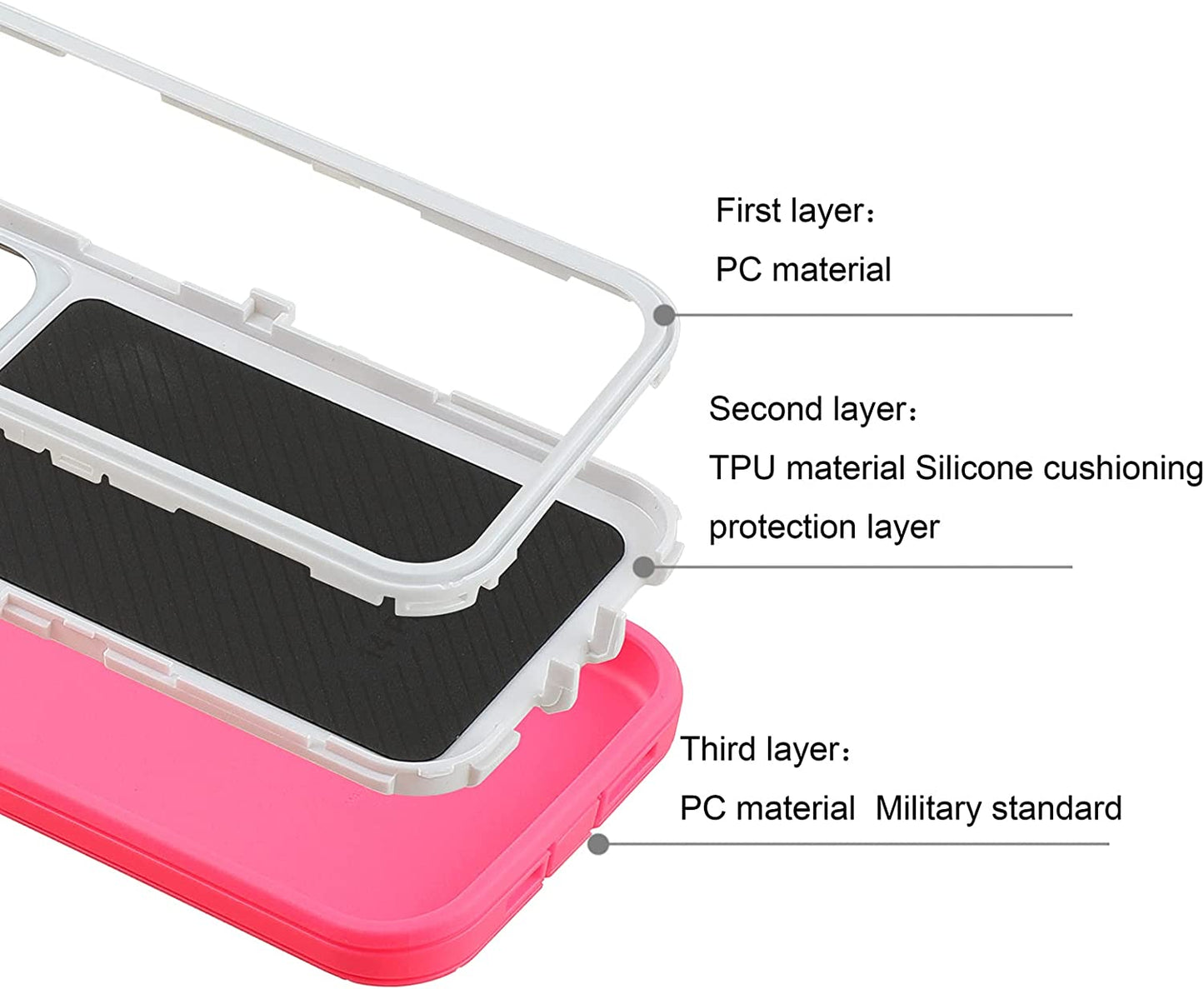 Compatible with Iphone 14 Pro Max Case Heavy Duty Protective Phone Case,Military Grade Full Body Protection Shockproof/Drop Proof Durable Phone Cover for Apple Iphone 14 Pro Max 6.7" Pink/White  droperprote   