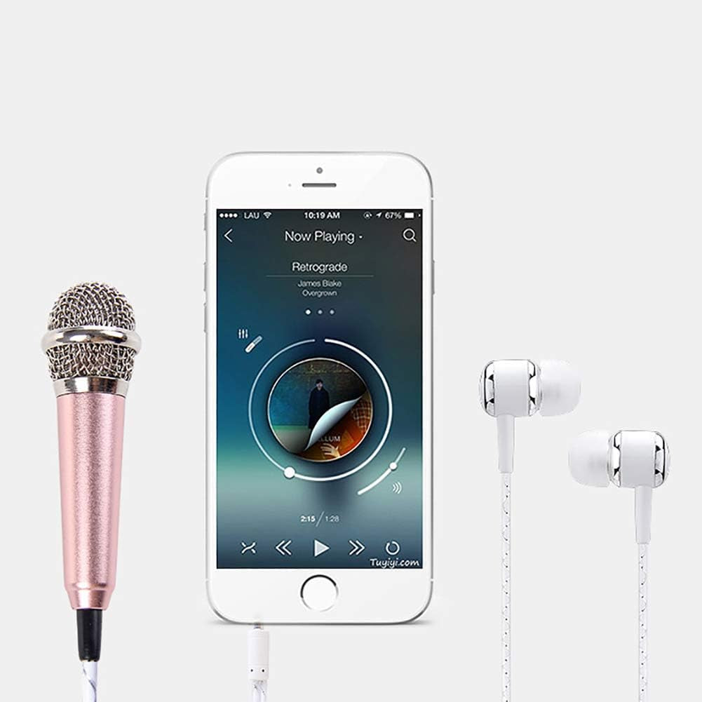 Angel3292 Mini Portable Vocal Instrument Microphone for Mobile Phone 3.5Mm Universal Wire Connect Karaoke Metallic Mini Microphone for Cell Phone PC Blue  angel3292   