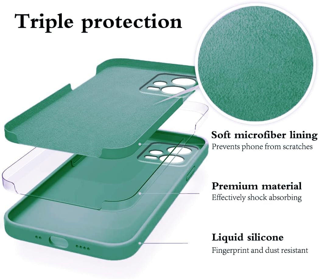 Wousunly Compatible with Redmi Note 12 Pro plus Case Silicone Liquid Dark Green, Soft Smooth Touch Xiaomi Redmi Note 12 Pro plus Phone Case Silicone Shockproof Thin Cover (Dark Green)  Wousunly   