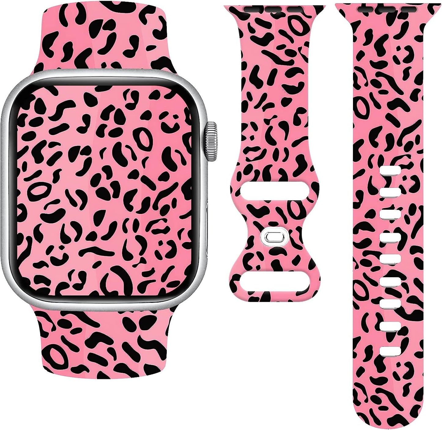 Butterfly Wristband Straps Watch Band Compatible with Apple Watch 38Mm 40Mm 41Mm, Cute Butterfly Silicone Fadeless Pattern Printed Replacement Wrist Compatible with All Iwatch Series  WANSENCE Leopard-1 38mm/40mm/41mm 