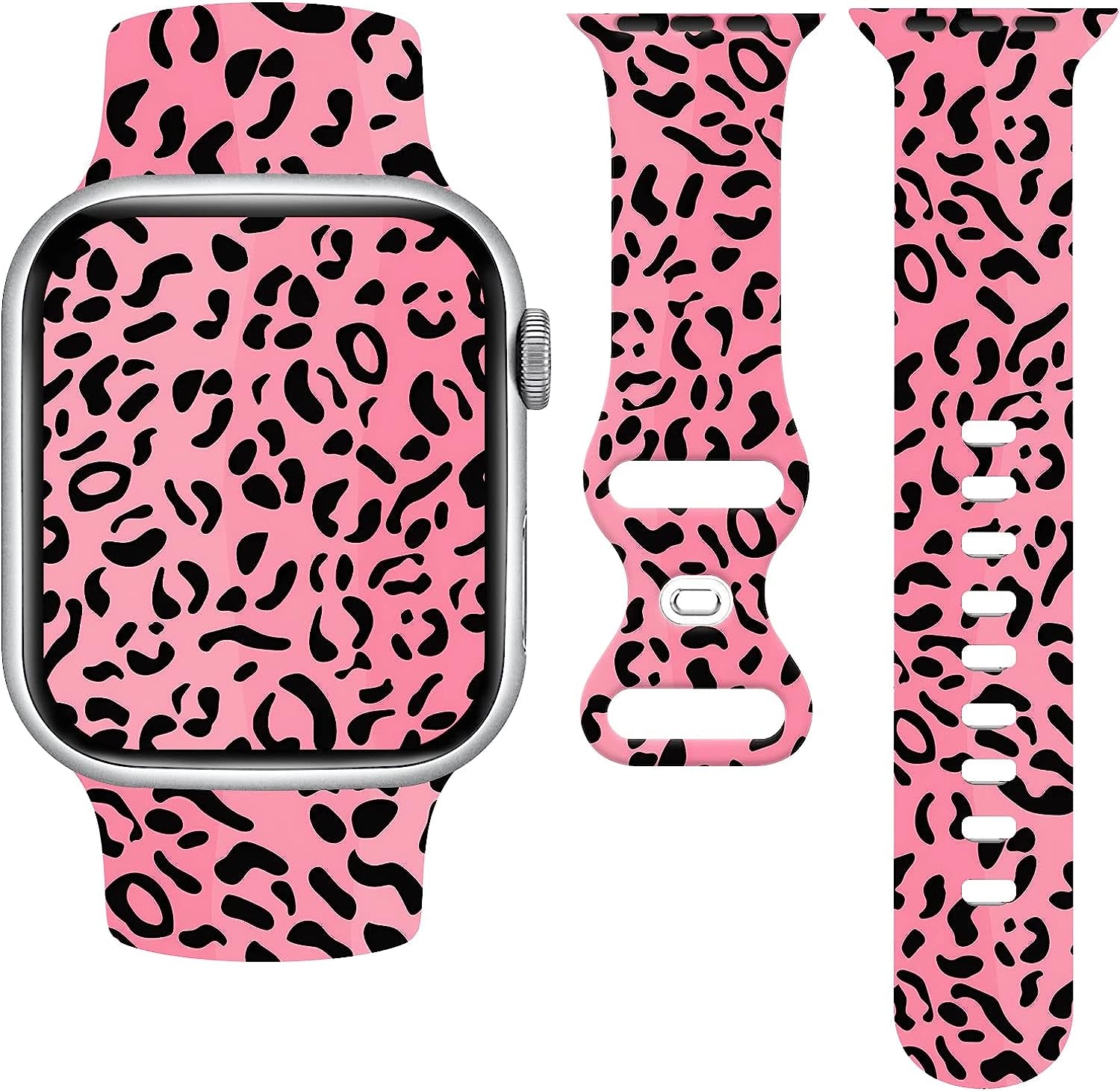 Butterfly Wristband Straps Watch Band Compatible with Apple Watch 38Mm 40Mm 41Mm, Cute Butterfly Silicone Fadeless Pattern Printed Replacement Wrist Compatible with All Iwatch Series  WANSENCE Leopard-1 38mm/40mm/41mm 