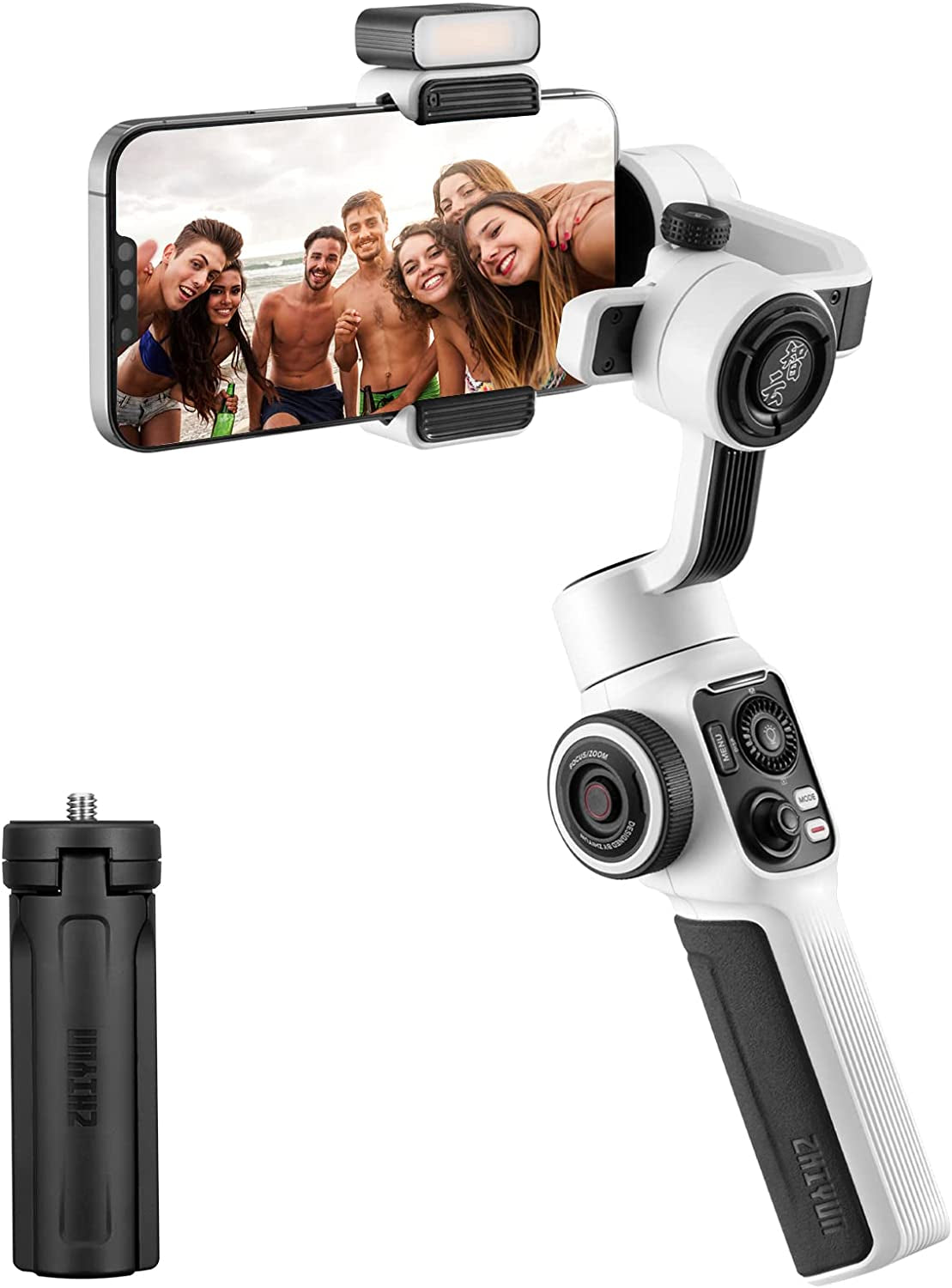 Zhiyun Smooth 5S Professional Gimbal Stabilizer for Smartphone, Handheld 3-Axis Phone Gimbal, Portable Stabilizer for Vlogging, Youtube, Tiktok, Live Video Compatible with Iphone and Android - White  ZHIYUN   