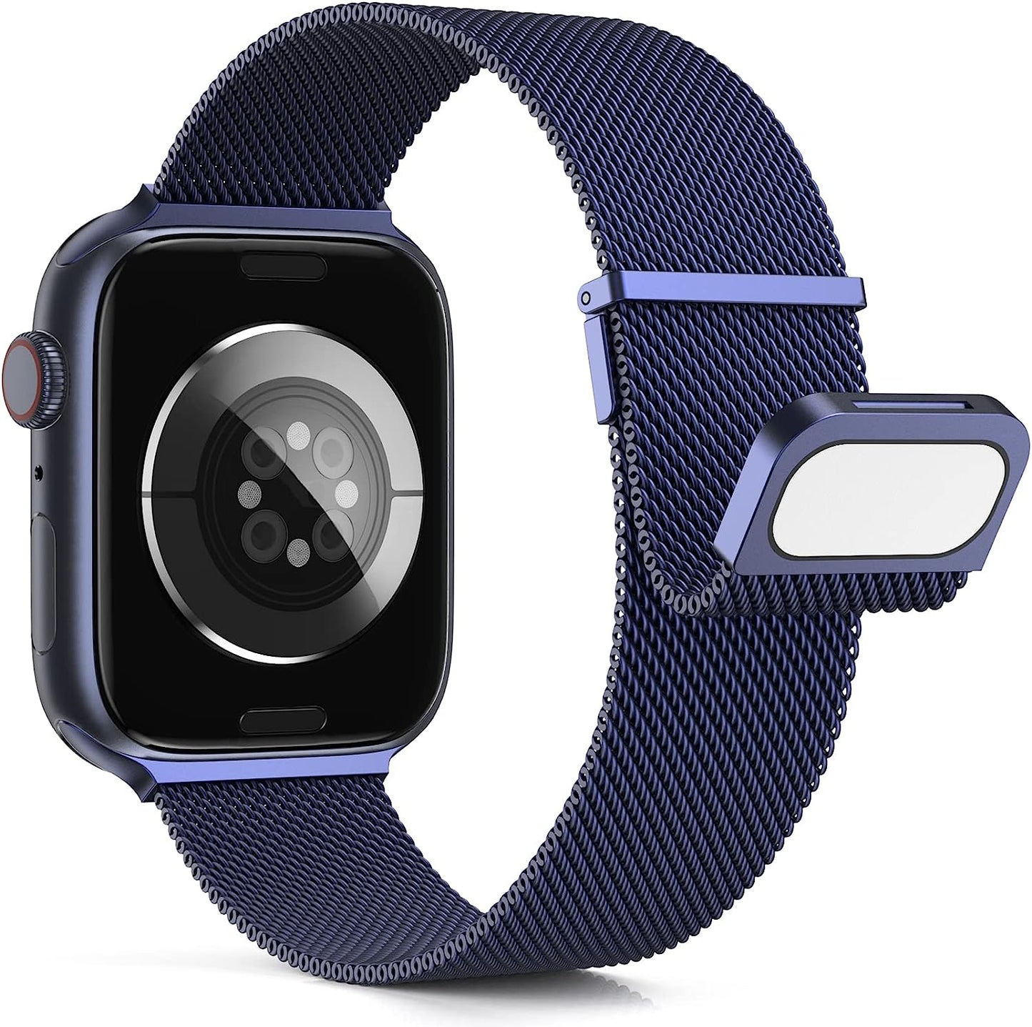 Merlion Magnetic Band for Apple Watch Band 41Mm 40Mm 38Mm 49Mm 45Mm 44Mm 42Mm for Women Men, Mesh Stainless Steel Dual Magnetic Clasp Strap for Iwatch Series 8 7 6 5 4 3 2 1 SE Ultra  Merlion Navy Blue 42/44/45/49mm 