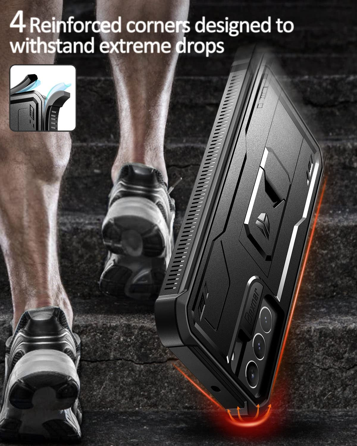 Dexnor for Samsung Galaxy S22 Case, [Built in Screen Protector and Kickstand] Heavy Duty Military Grade Protection Shockproof Protective Cover for Samsung Galaxy S22 5G,Black  Dexnor   