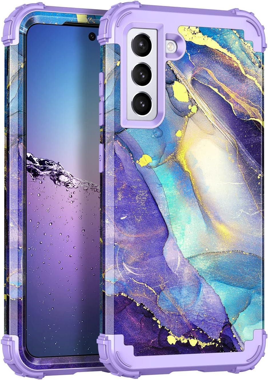 Rancase for Galaxy S21 plus 5G Case,Three Layer Heavy Duty Shockproof Protection Hard Plastic Bumper +Soft Silicone Rubber Protective Case for Samsung Galaxy S21 plus 5G 6.7 Inch,Black  Rancase A-Purple  