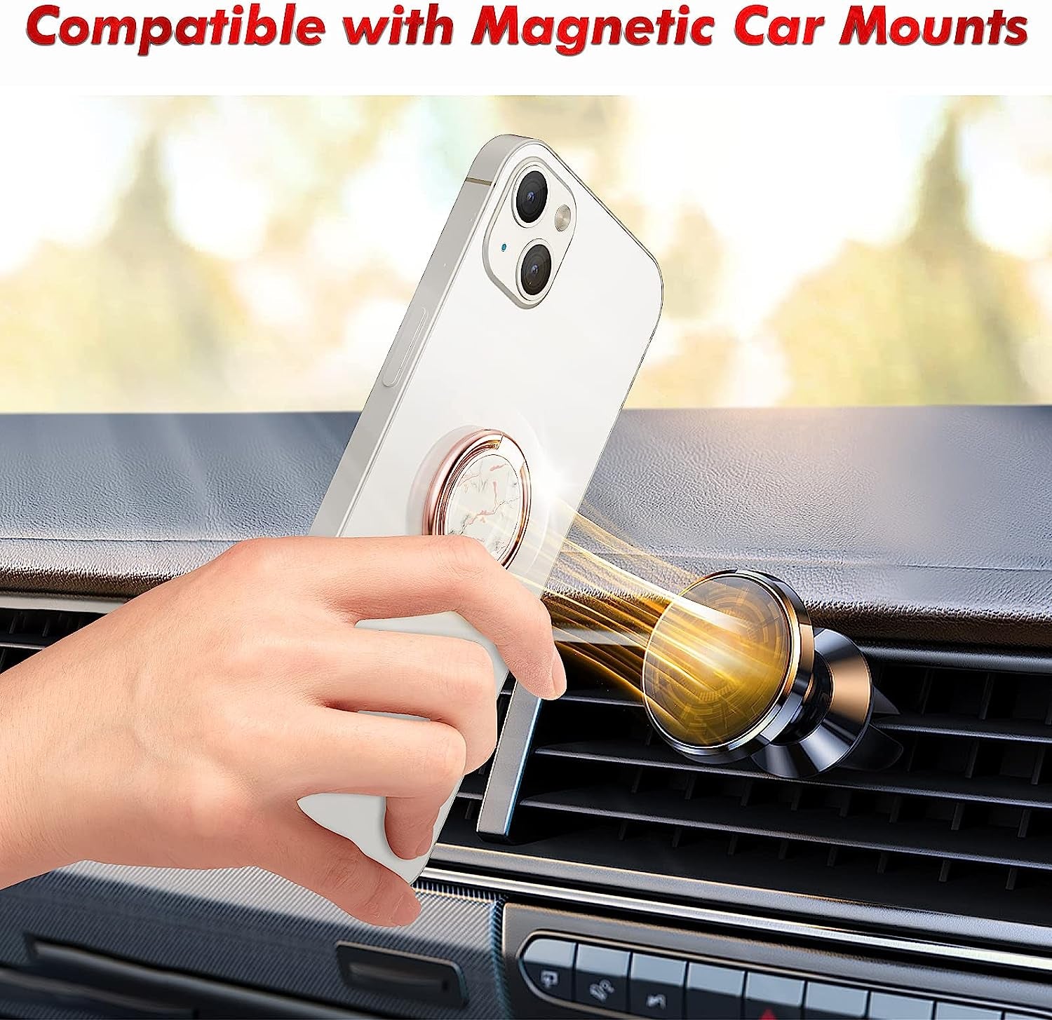 Cell Phone Ring Holder, Finger Ring Stand, 360 Degree Rotation Finger Ring Kickstand, Metal Grip for Magnetic Car Mount Compatible with Iphone, Samsung, LG, Sony,Smartphone Accessories (White)  Chvelop   