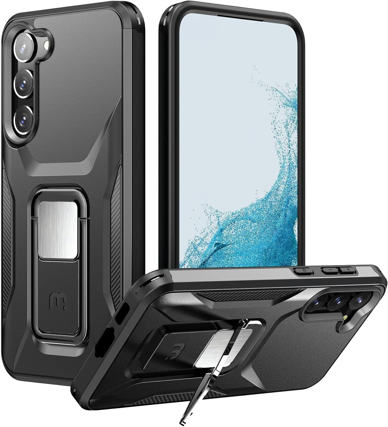 MYBAT Pro Shockproof Stealth Series Case for Samsung Galaxy S22 Ultra Case with Stand 6.8 Inch, Support Magnetic Car Mount, Heavy Duty Military Grade Drop Protective Case with Kickstand - Plum  Valor Communication Inc Black Samsung Galaxy S23 