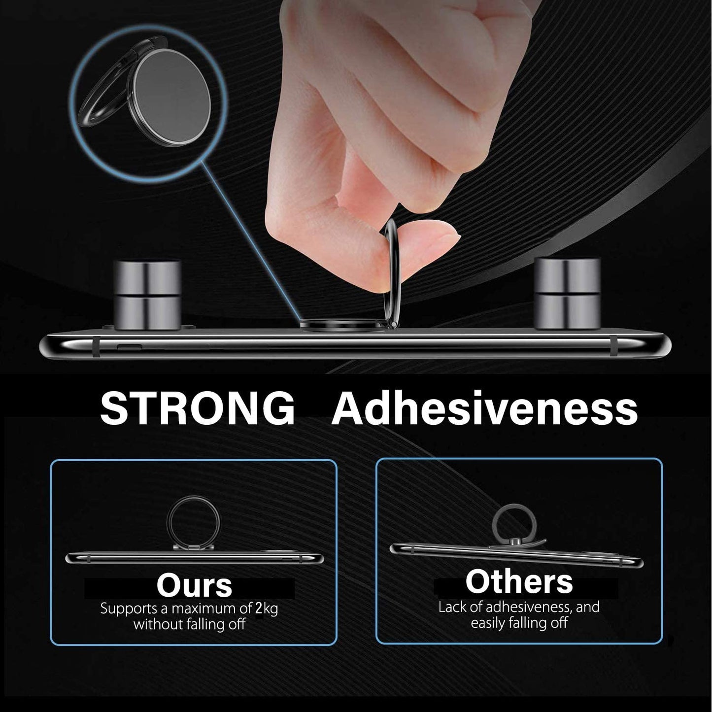 Pokanic Cell Phone Metal Ring Holder Finger Grip Stability Kickstand 360° Rotation Adjustable Collapsible Compatible with Apple Iphone, Samsung Galaxy, LG (Gold)  Pokanic   