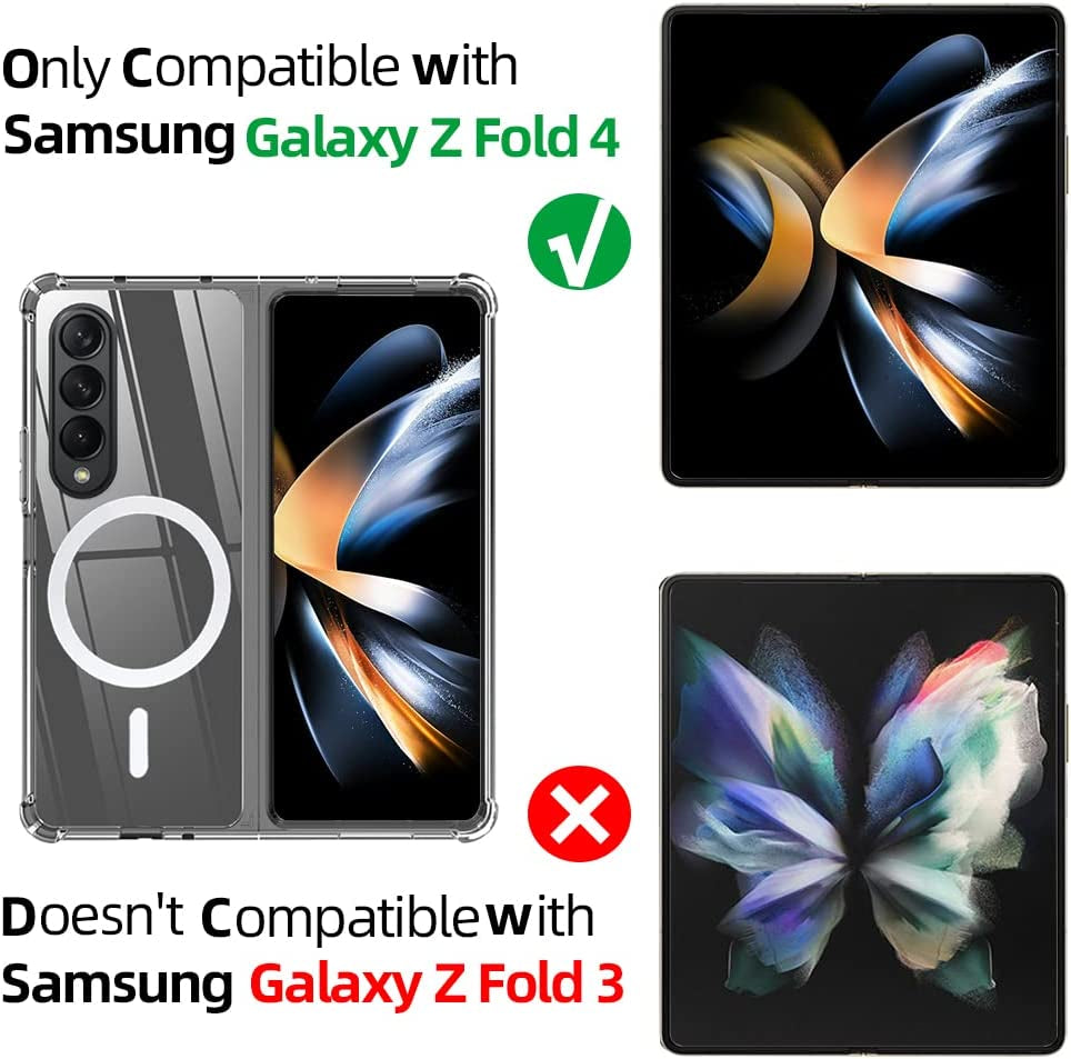 Ioifour for Samsung Galaxy Z Fold 4 Magnetic Clear Case, Compatible with Wireless Charger and Magsafe Card Wallet, Simplistic Transparent Shockproof and Drop-Proof Case  ioiFour   