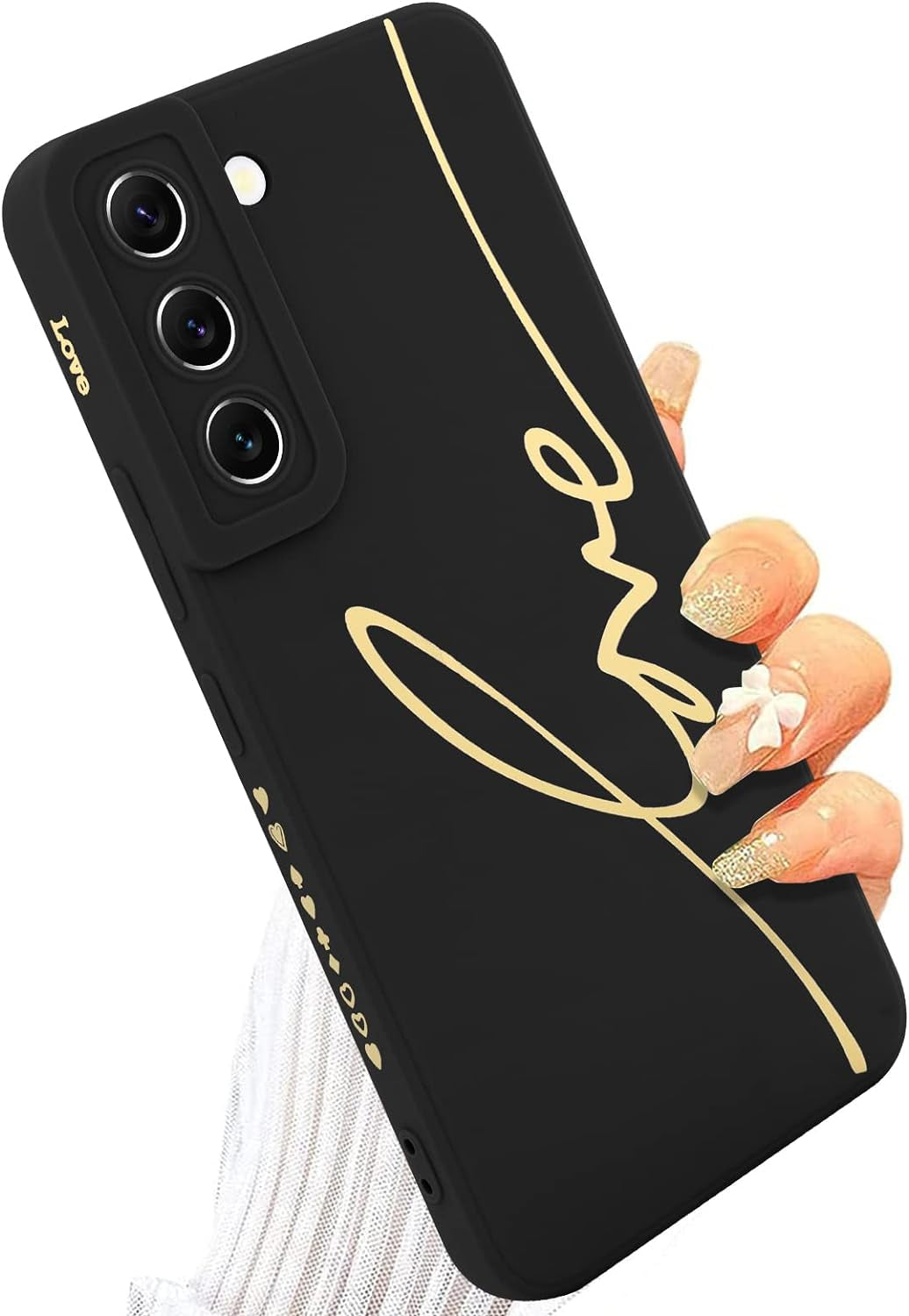 MOWIME for Samsung Galaxy S22 plus Case, Back Cute Plating Love Letter Graphic with Anti-Fall Lens Cameras Cover Protection Soft TPU Shockproof Anti-Fingerprint Phone Cases for Women Girls Men-Pink  MOWIME Black Samsung Galaxy S22 Plus 