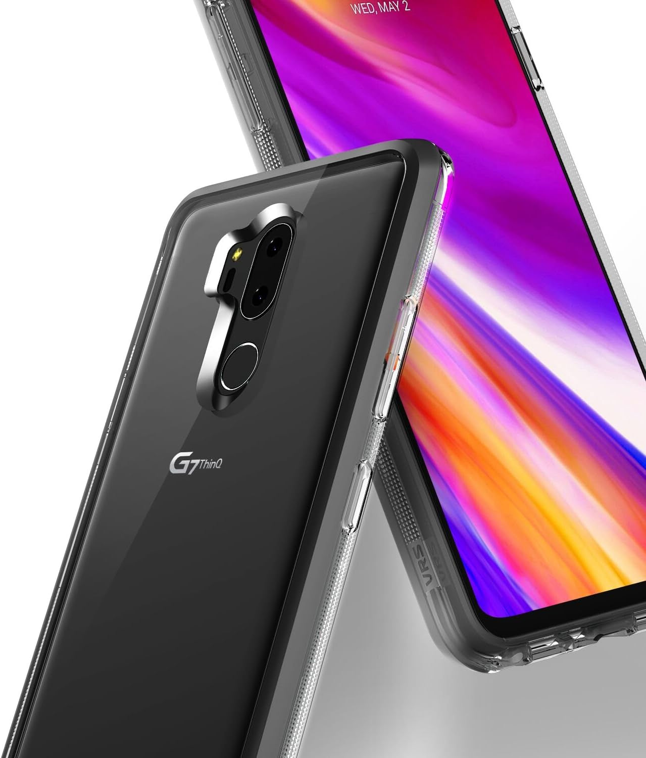 LG G7 Case, LG G7 Thinq Case :: VRS :: Textured Grip Version :: Transparent Thin Cover :: Clear Slim Fit :: Hard Drop Protection for LG G7 Thinq Case (New Crystal Bumper - Steel Silver)  V VRS DESIGN   