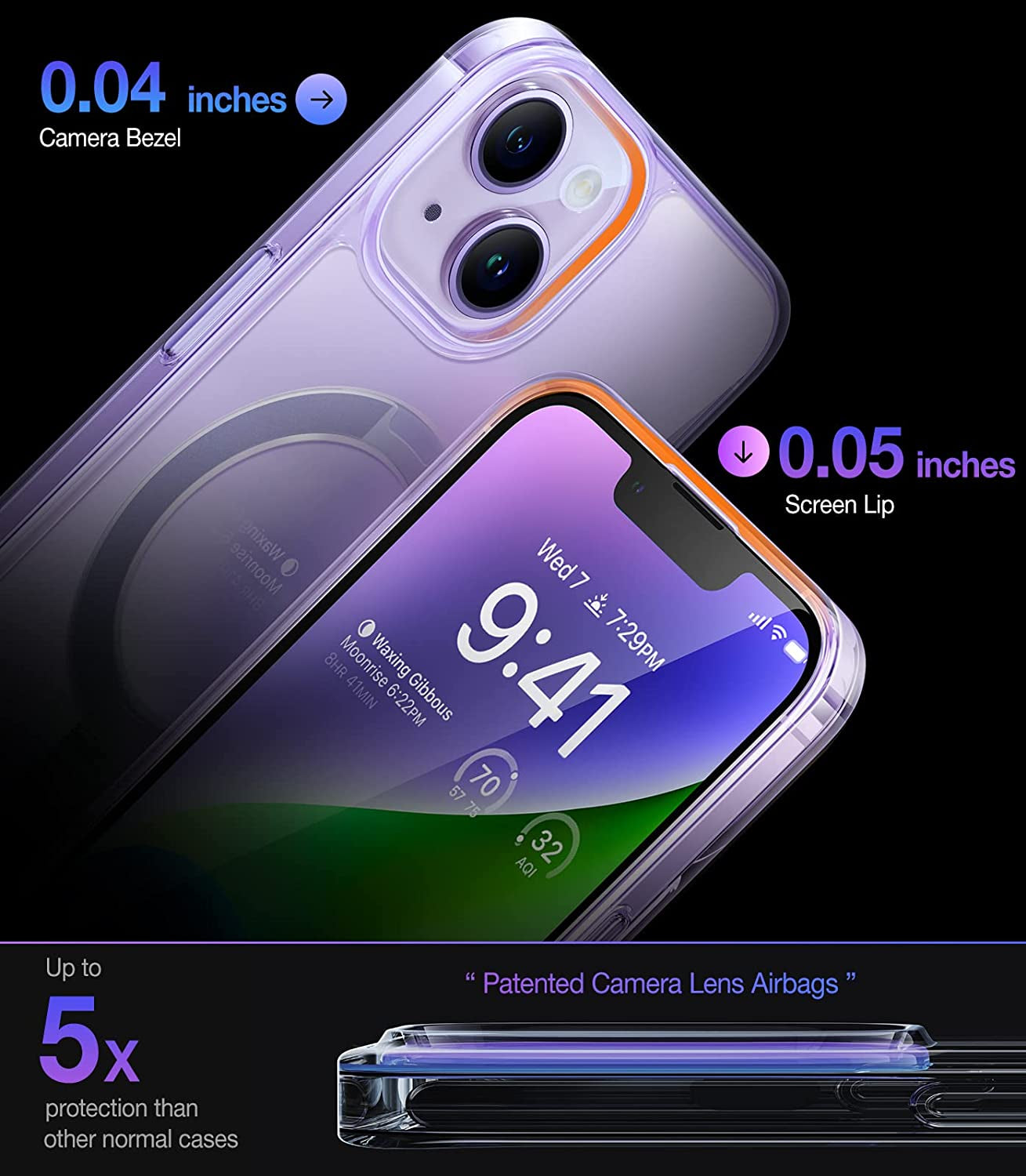 TORRAS UPRO™ Ostand for Iphone 14 Case/Iphone 13 Case with Stand, [Compatible with Magsafe] [Anti-Yellow] Mil-Grade Protective Magnetic Clear Case for Iphone 13/Iphone 14 Case, Lilac Clear  TORRAS   