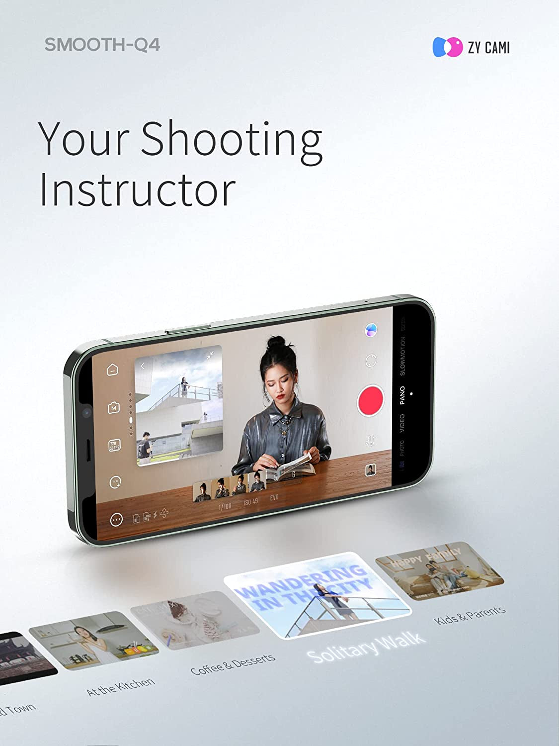 ZHIYUN Smooth Q4 Combo Gimbal Stabilizer, 3-Axis Smartphone Phone Gimbal, Built-In Extension Rod, Foldable and Portable, Android and Iphone Gimbal, Vlogging Stabilizer, Tiktok Youtube Video  ZHIYUN   